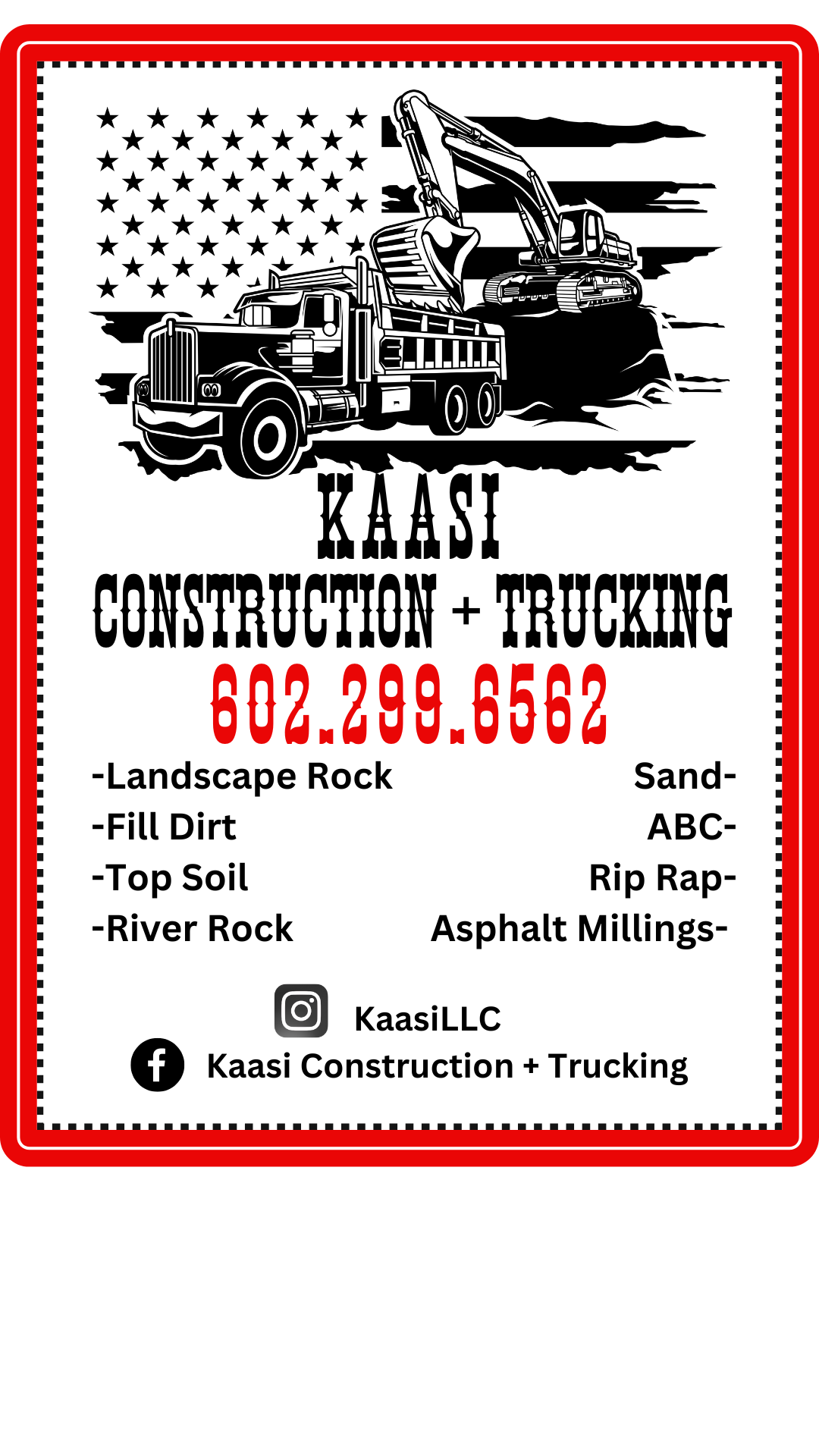 Kaasi Construction + Trucking LLC Facebook ad: We are bringing you the highest quality service…