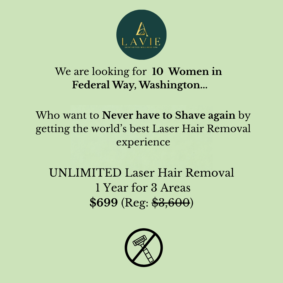 LaVie Skinthetics Medspa Facebook ad: Unlimited Laser Hair Removal, 3 Areas for $699