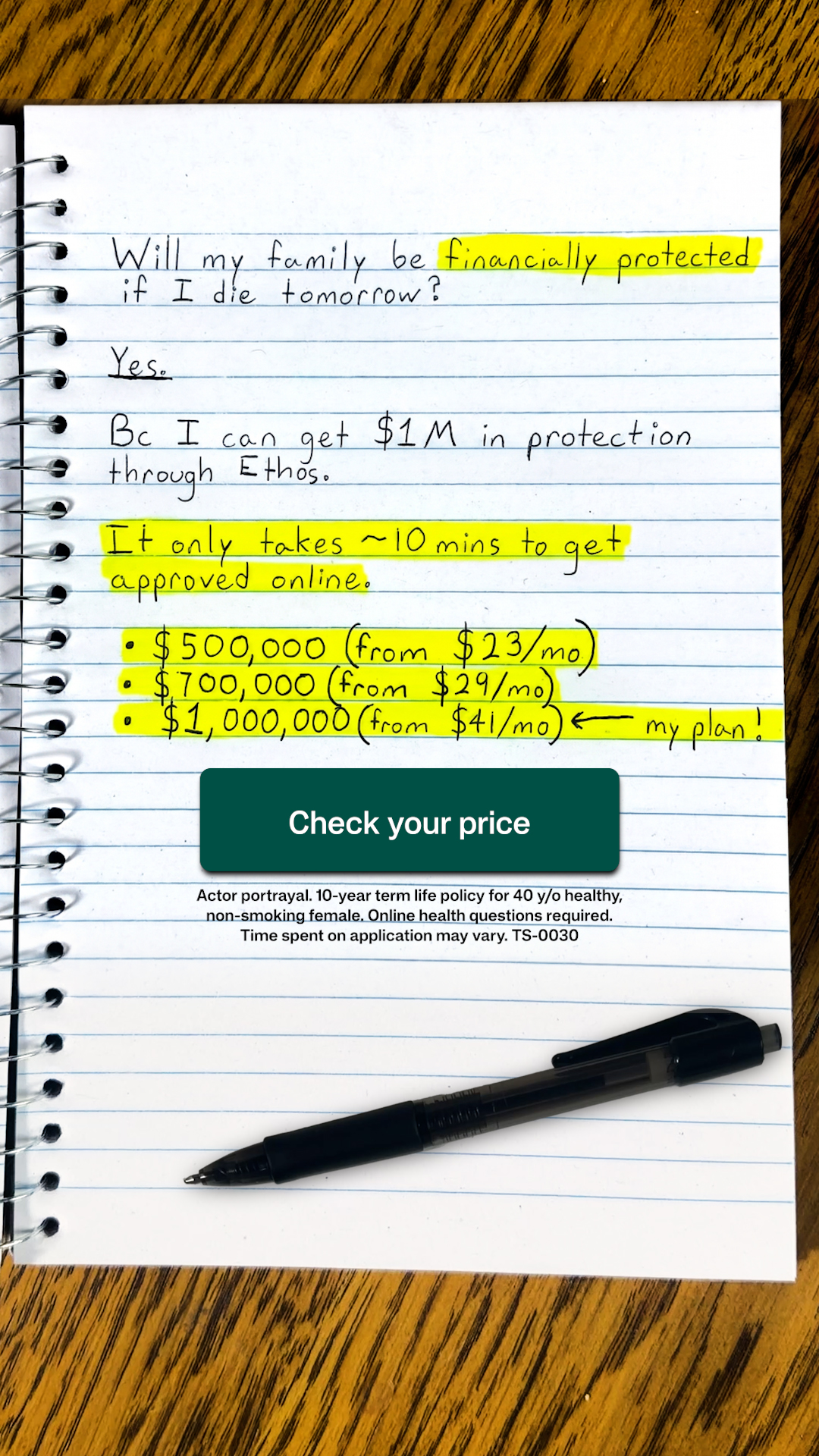 Ethos Facebook ad
