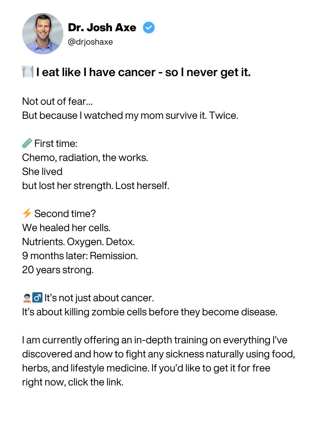 Dr. Josh Axe Facebook ad