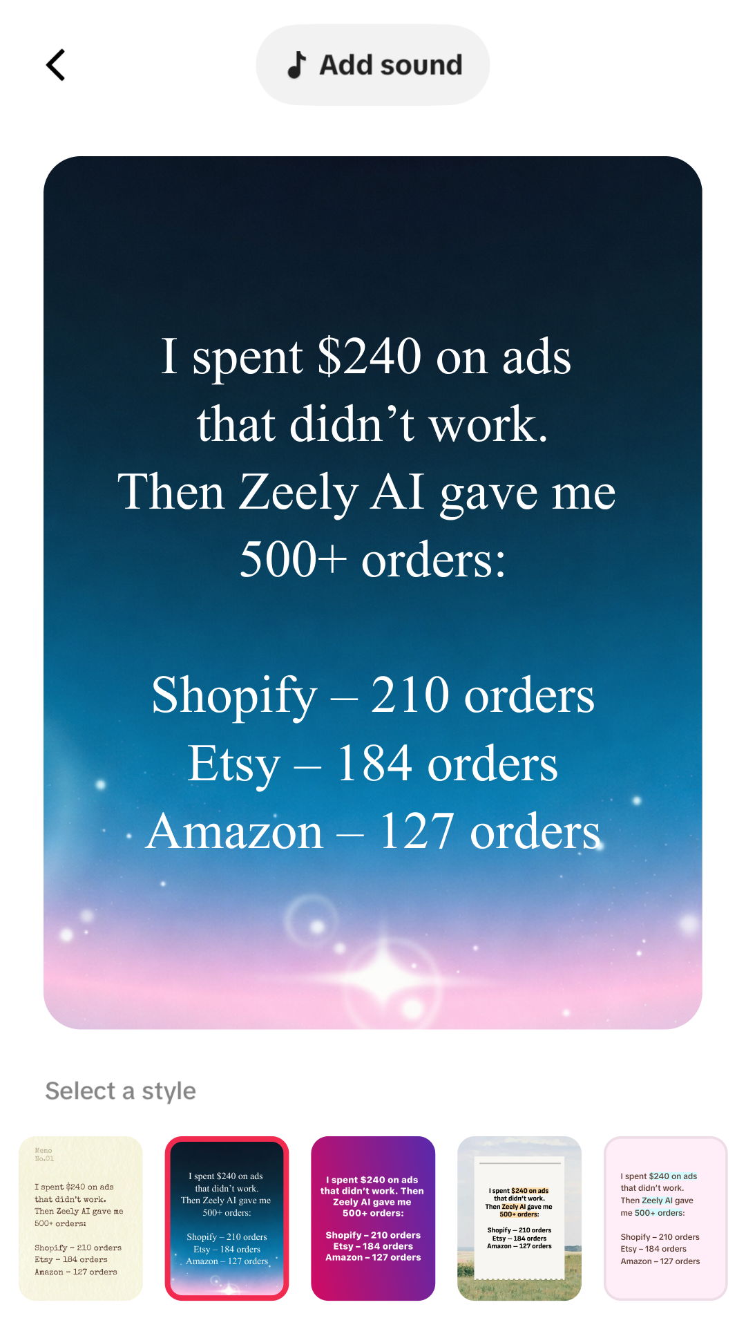Zeely Facebook ad
