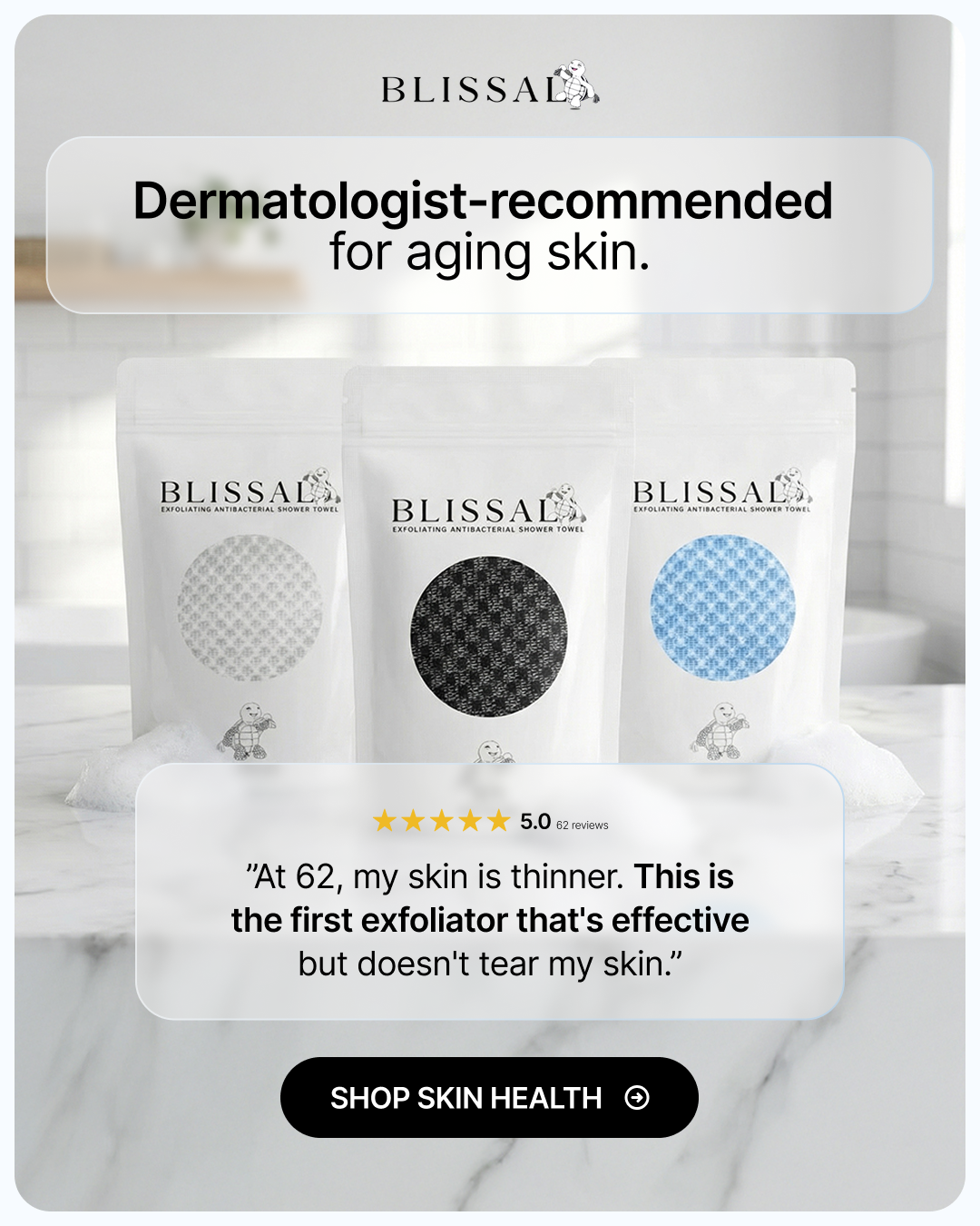 Ask the derm Facebook ad: Dermatologist-recommended for aging skin.