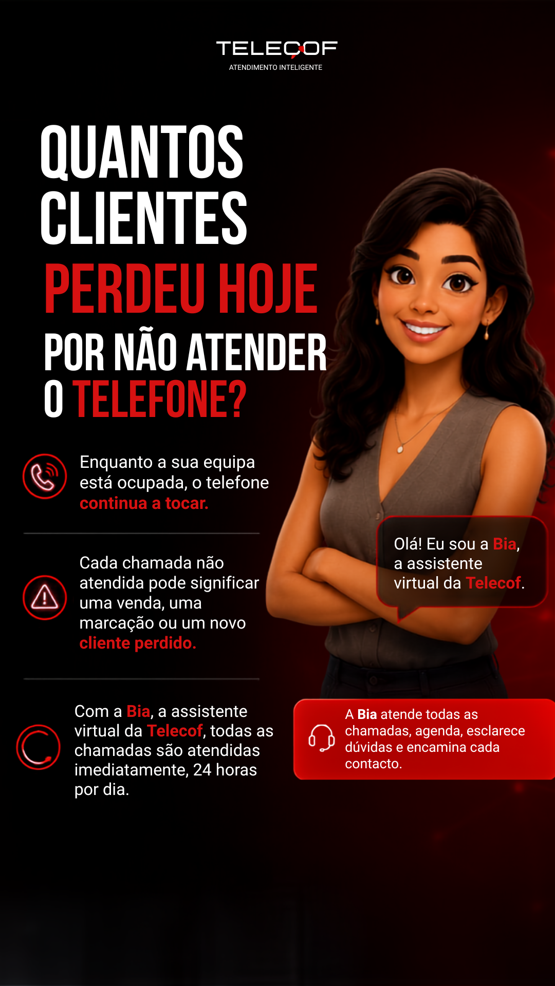 Telecof Facebook ad: Automatize o atendimento da sua empresa com IA