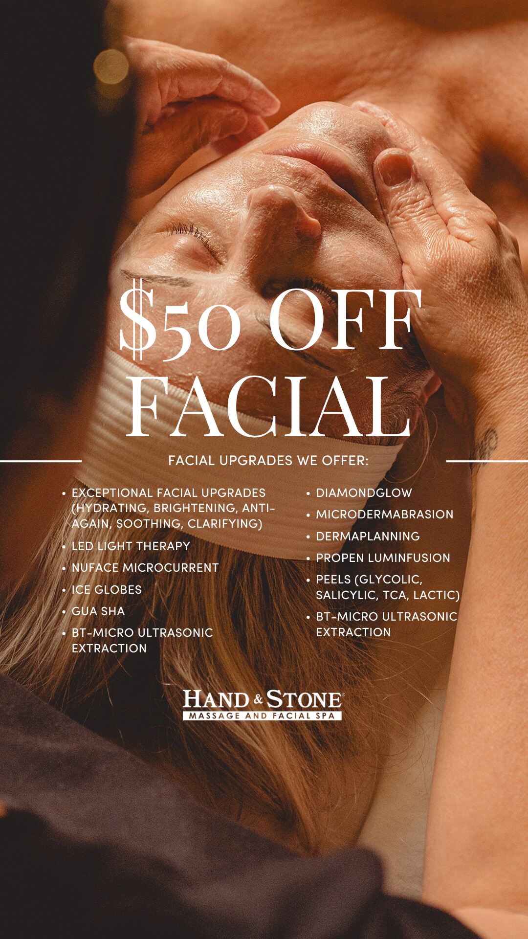 Hand & Stone Massage and Facial Spa Facebook ad from Feb 11, 2026