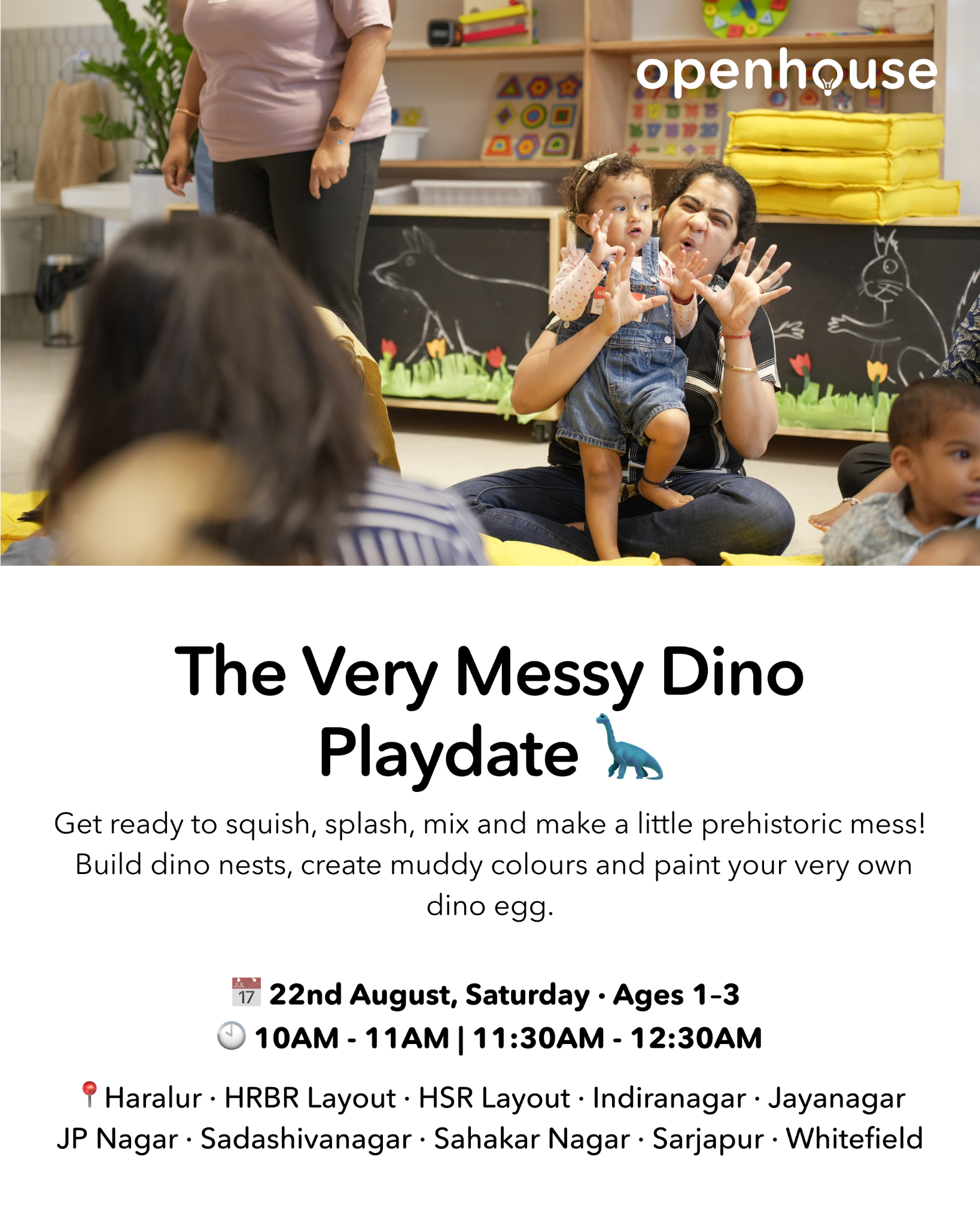 Openhouse Facebook ad: The Very Messy Dino Playdate