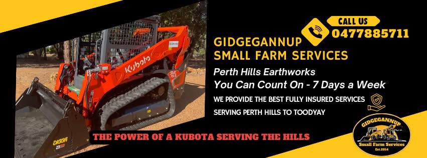 Gidgegannup Small Farm Services Facebook ad: Your Perth Hills local for land clearing, earthworks…