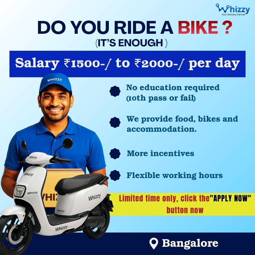 Whizzy Logistic Facebook ad: Earn ₹1500-₹2000/Day, Bike Riders Wanted!