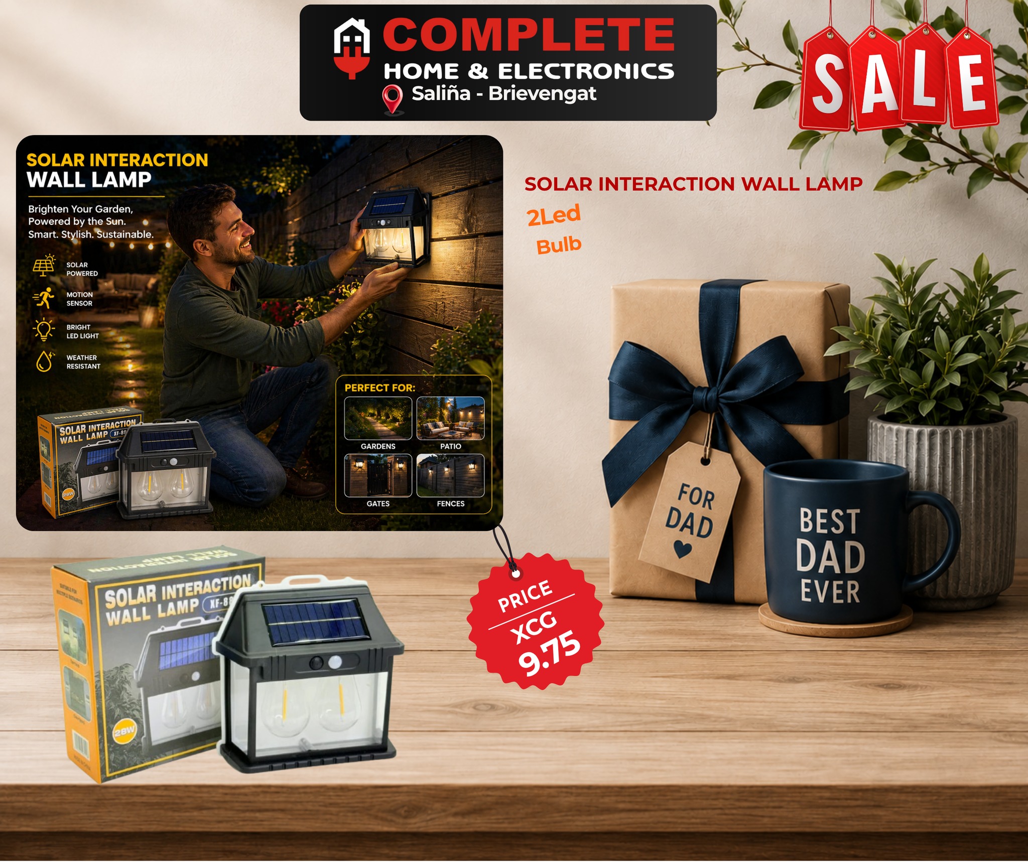 Complete Home Curacao Facebook ad: Light up your dad's life with these solar…