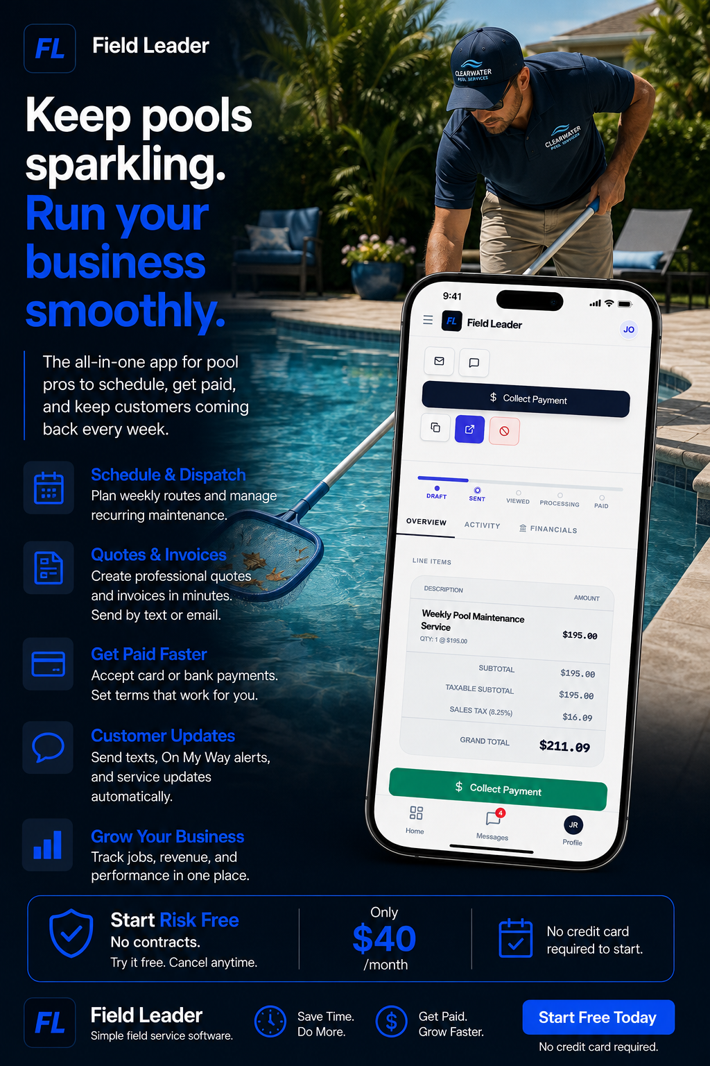 Field Leader Facebook ad: Built for Pool Service Companies