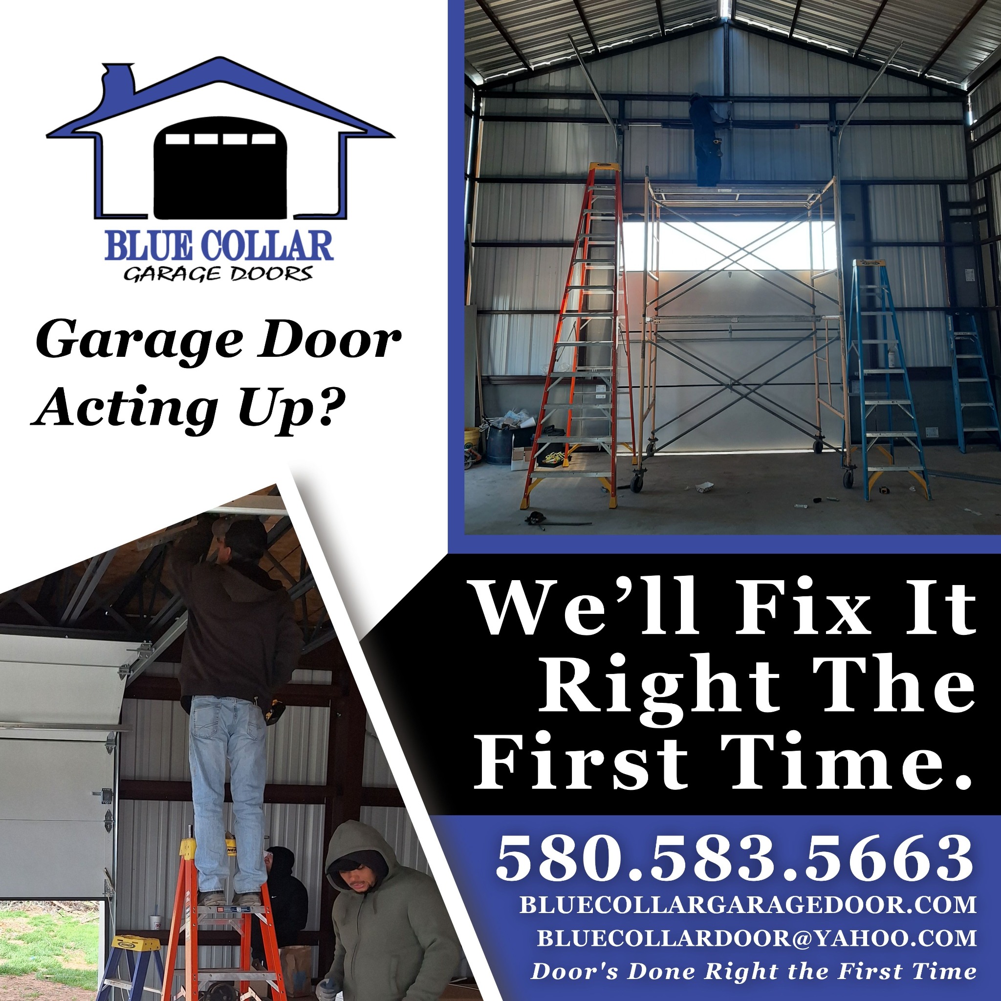 Blue Collar Garage Doors Facebook ad