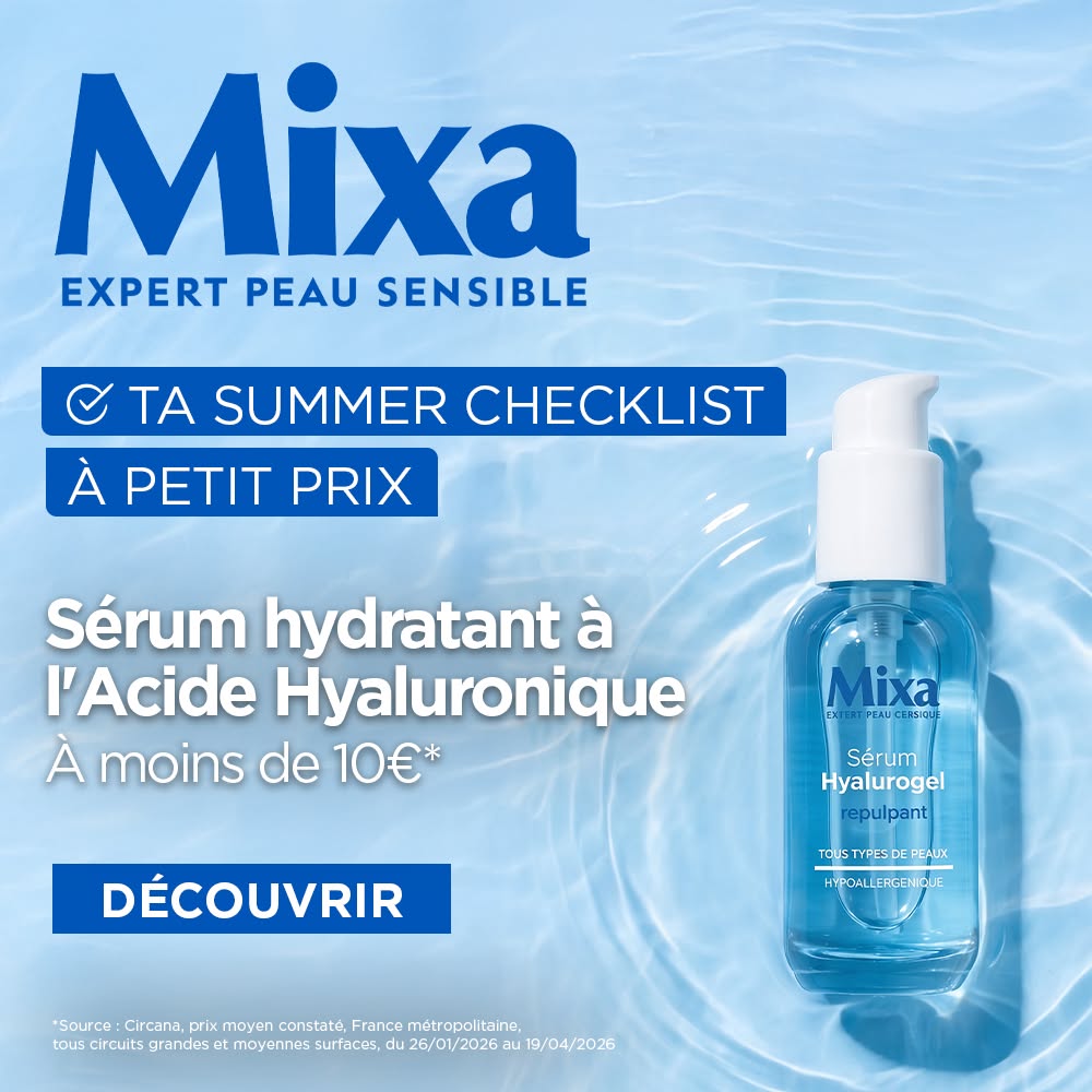 Mixa Facebook ad: Sérum à l'acide hyaluronique