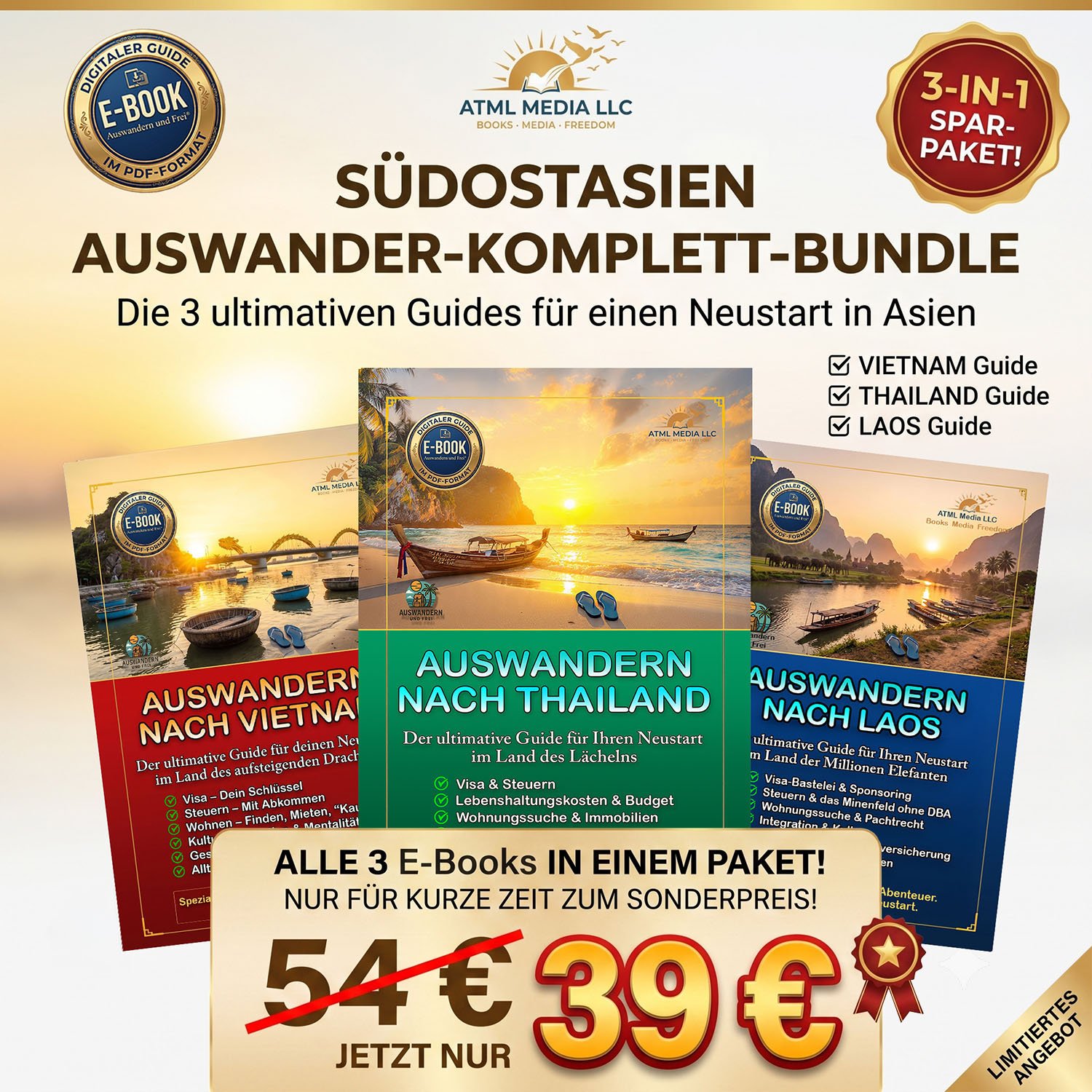 Auswandern und Frei Community Facebook ad: 3 in 1 Ratgeber für Auswanderer