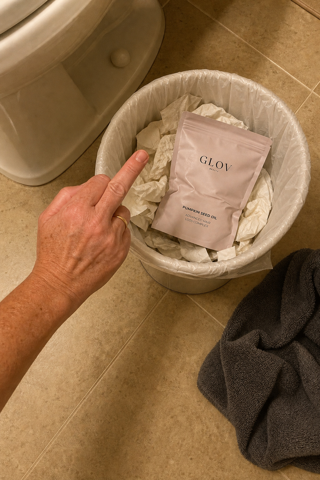 Glov Beauty Facebook ad: 241 in my drain at week six. I quit. I was WRONG.