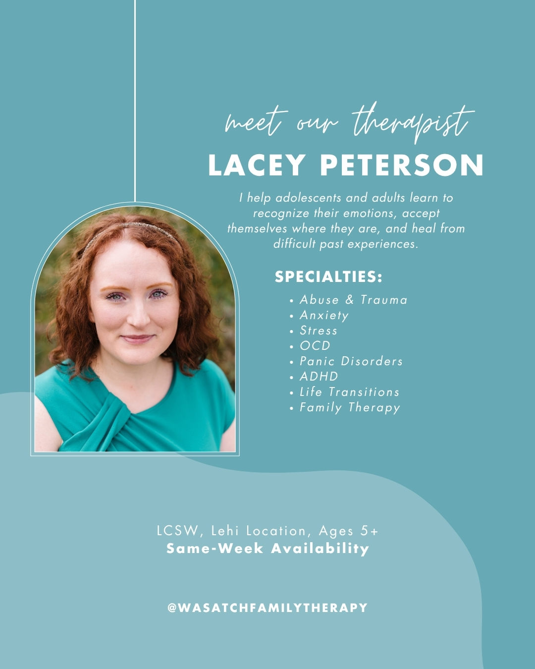 Wasatch Family Therapy Facebook ad: Lacey Peterson, LCSW