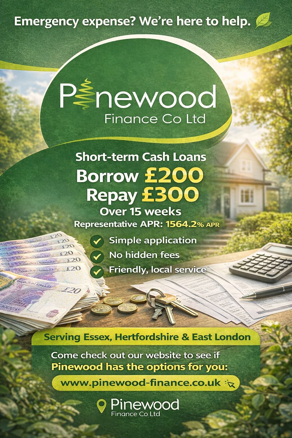 Pinewood Finance Co LTD Facebook ad from Jun 10, 2026