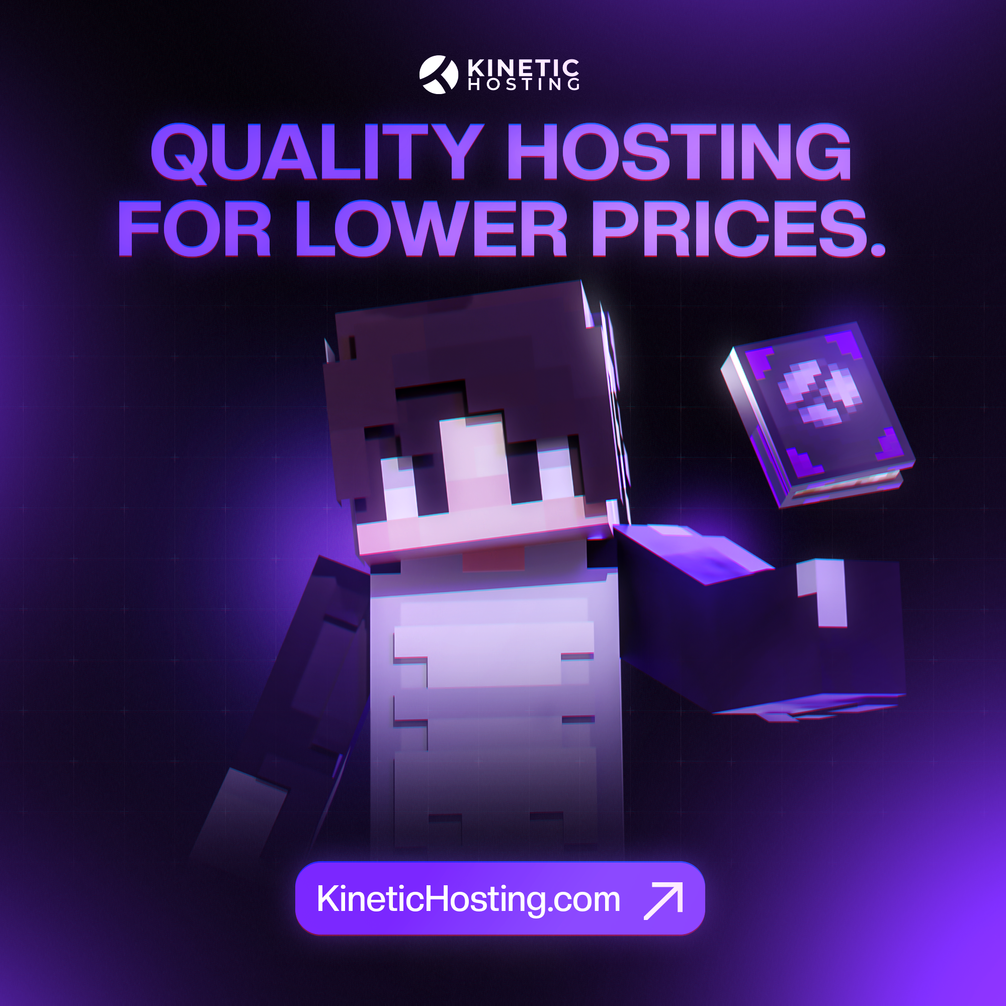 kinetichosting Facebook ad: Click here to start your server in minutes!