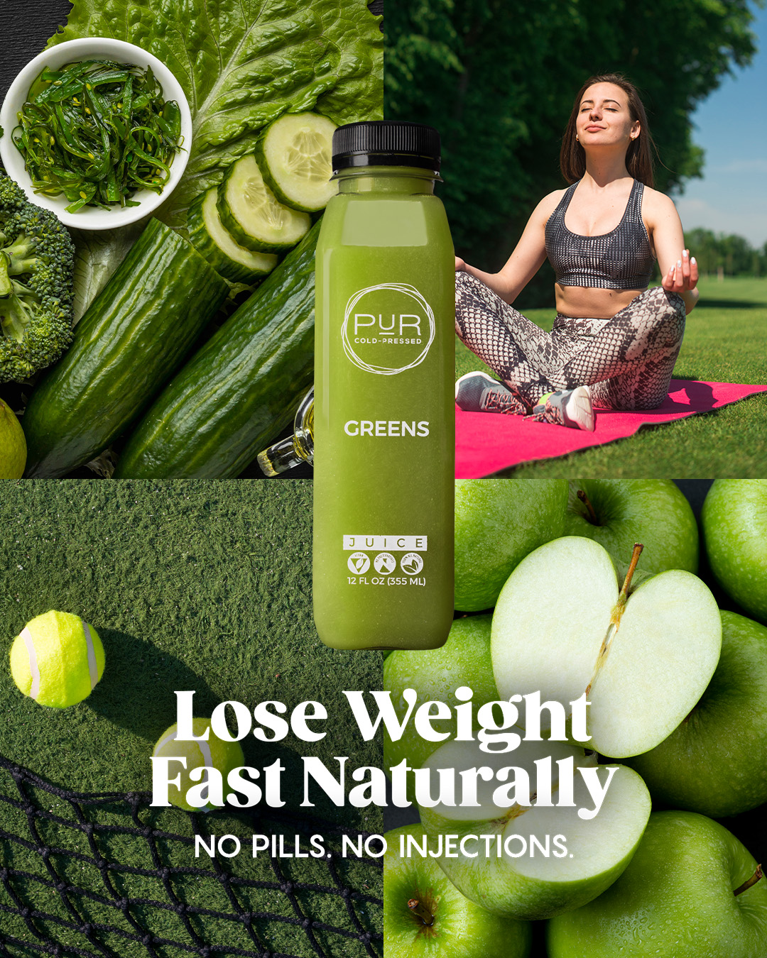 PUR Cold Pressed Juice All Natural Vegan Delicious Facebook ad