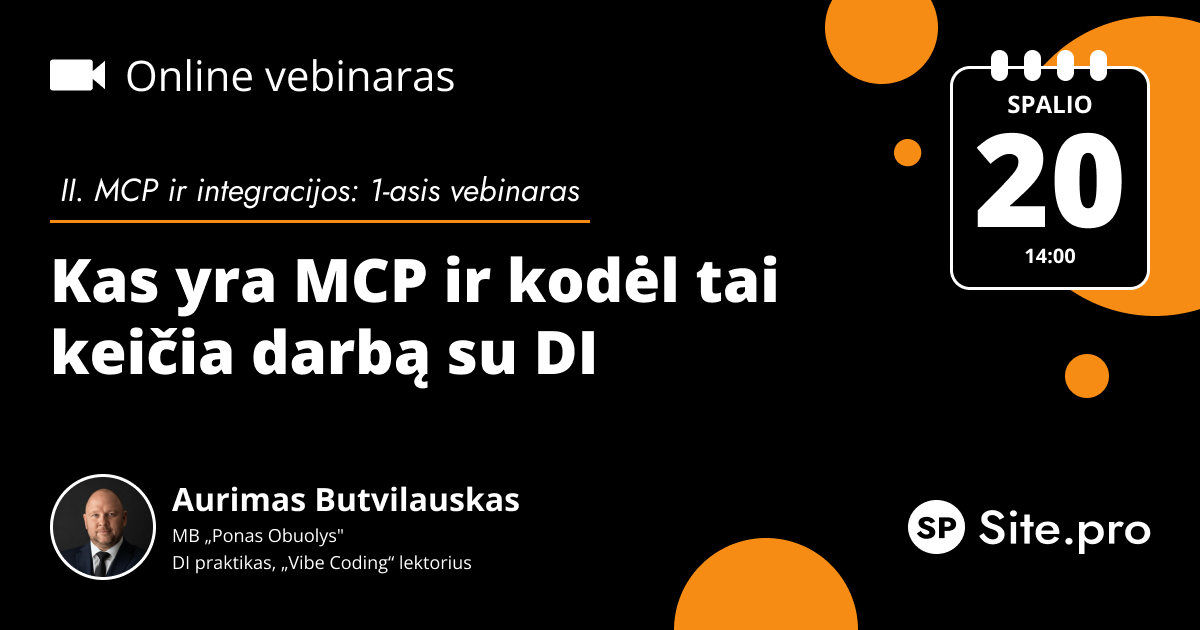 Site.pro - Apskaitos programa ir ERP Facebook ad: Online seminaras Kas yra MCP ir kodėl tai keičia darbą su DI