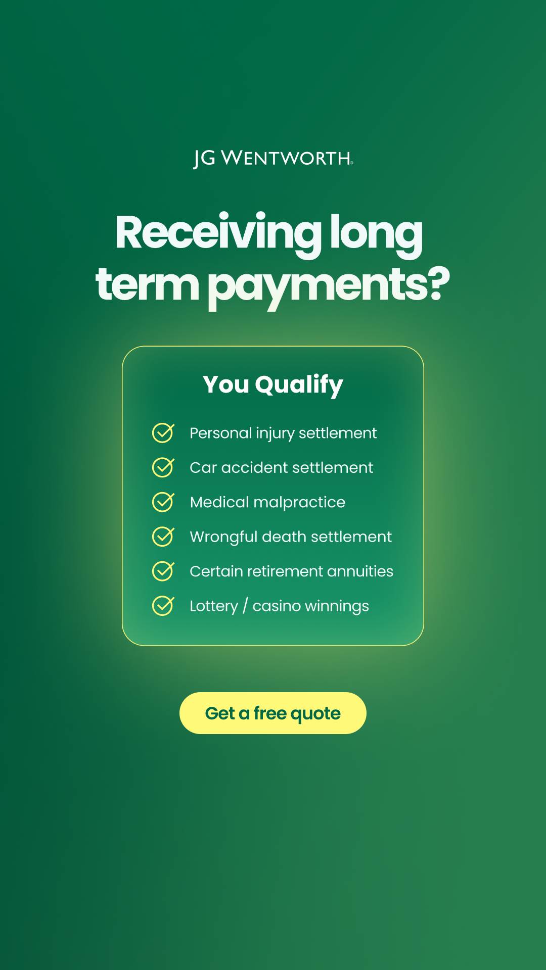 JG Wentworth Facebook ad