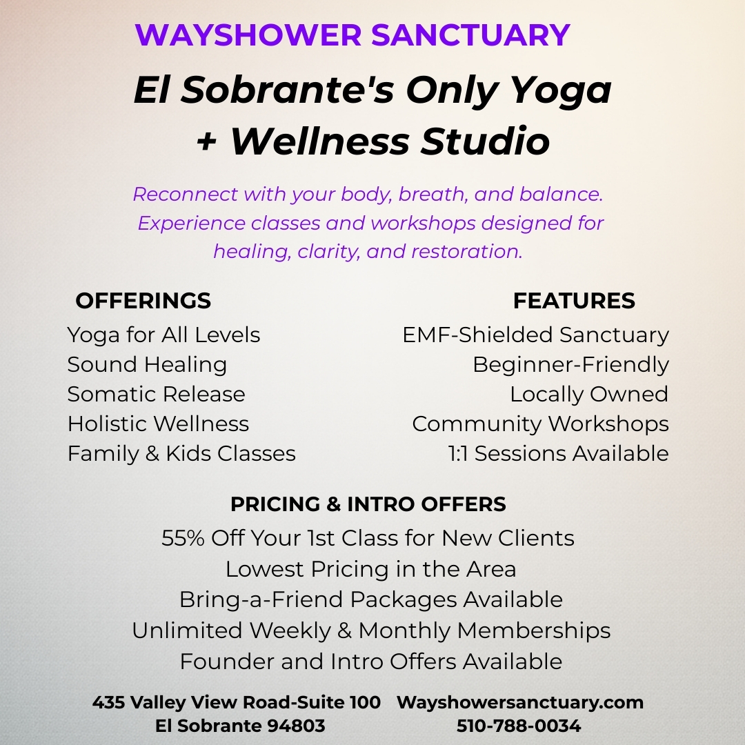 Way Show Er Sanc Tu Ary Facebook ad: El Sobrante’s Only Yoga + Wellness Studio
