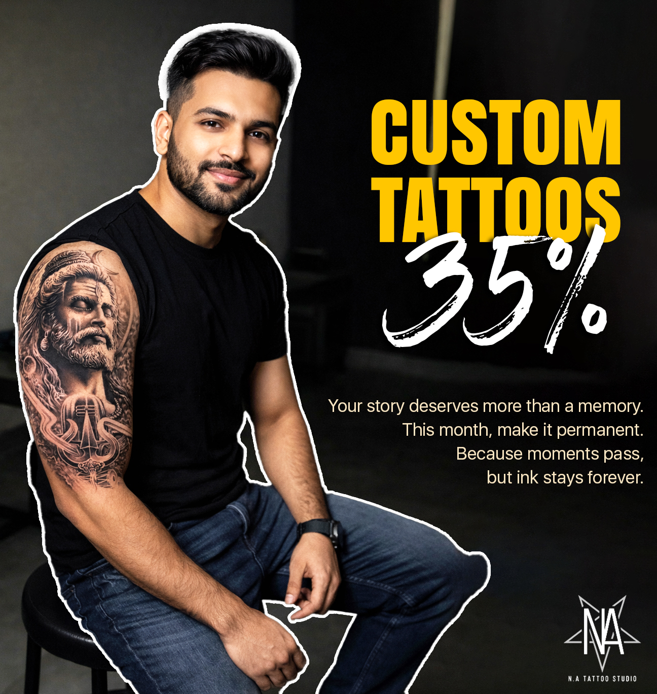 N.A Tattoo Studio Facebook ad: Your story deserves to be worn, not forgotten.