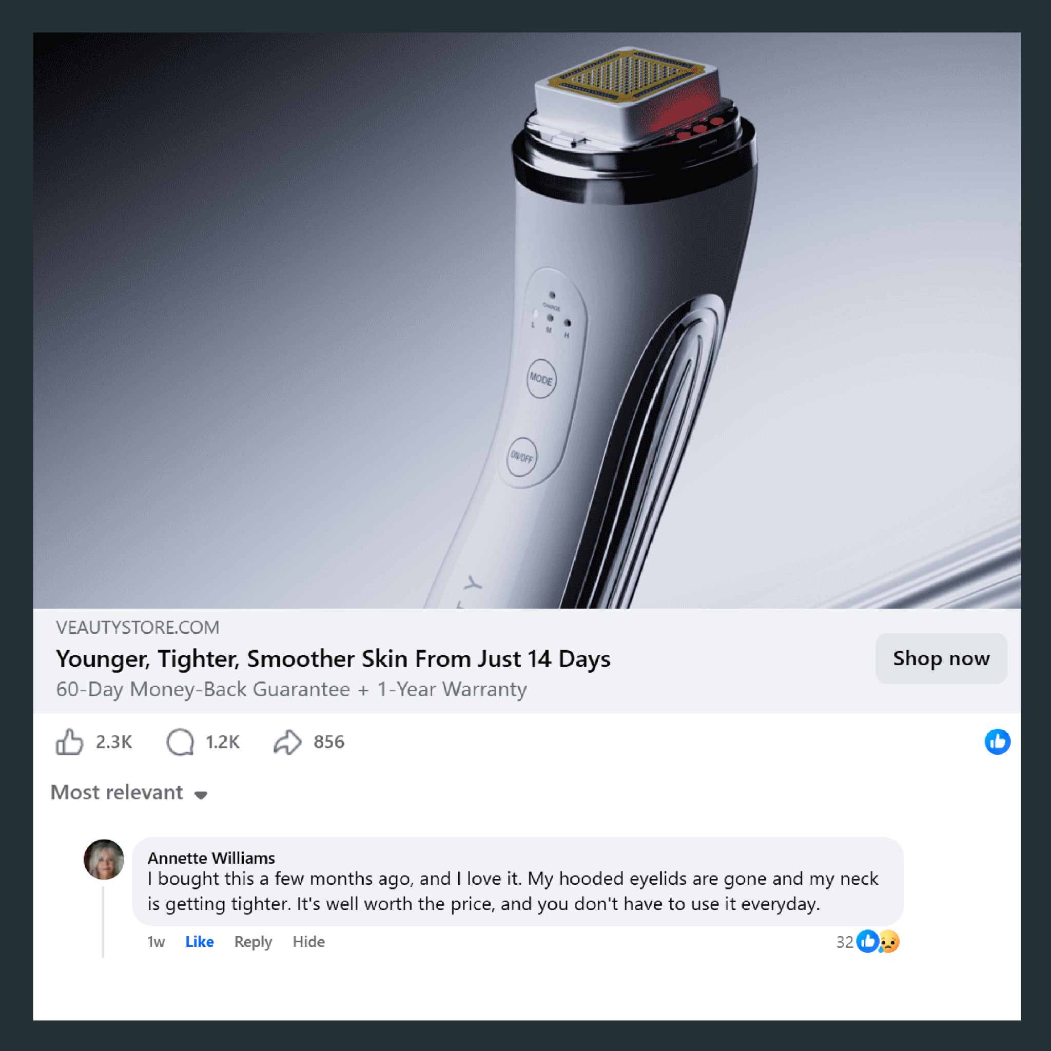 Veauty Facebook ad