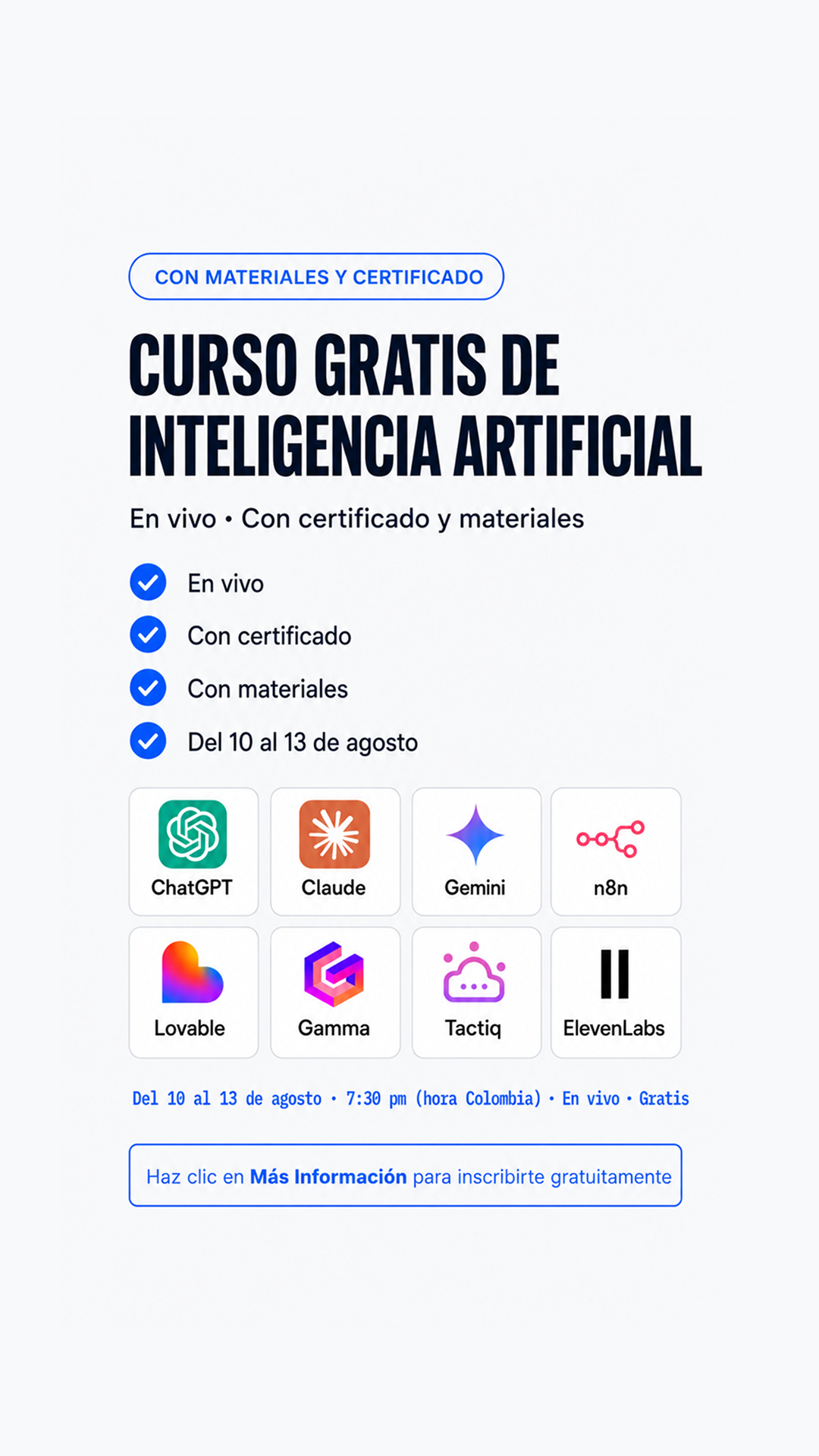 Daxus Latam IV Facebook ad: Inmersión en IA 100% GRATUITA y ONLINE