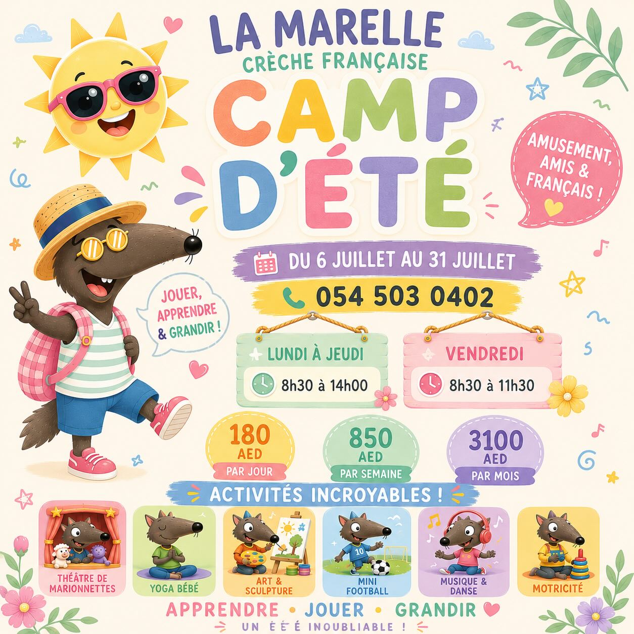 La Marelle Nursery Dubai Facebook ad: CAMP D’ÉTÉ