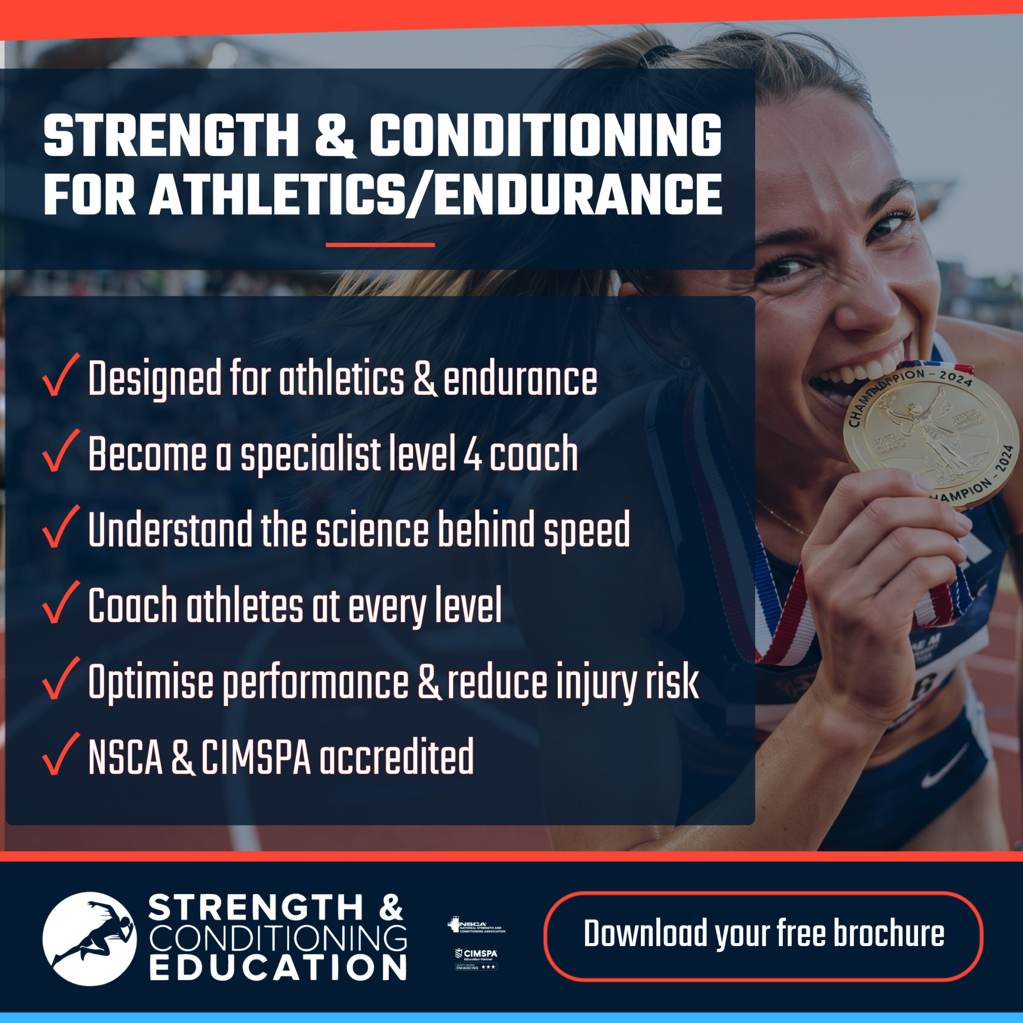 Strength and Conditioning Education Facebook ad: Our NEW course is fully accredited and fully…