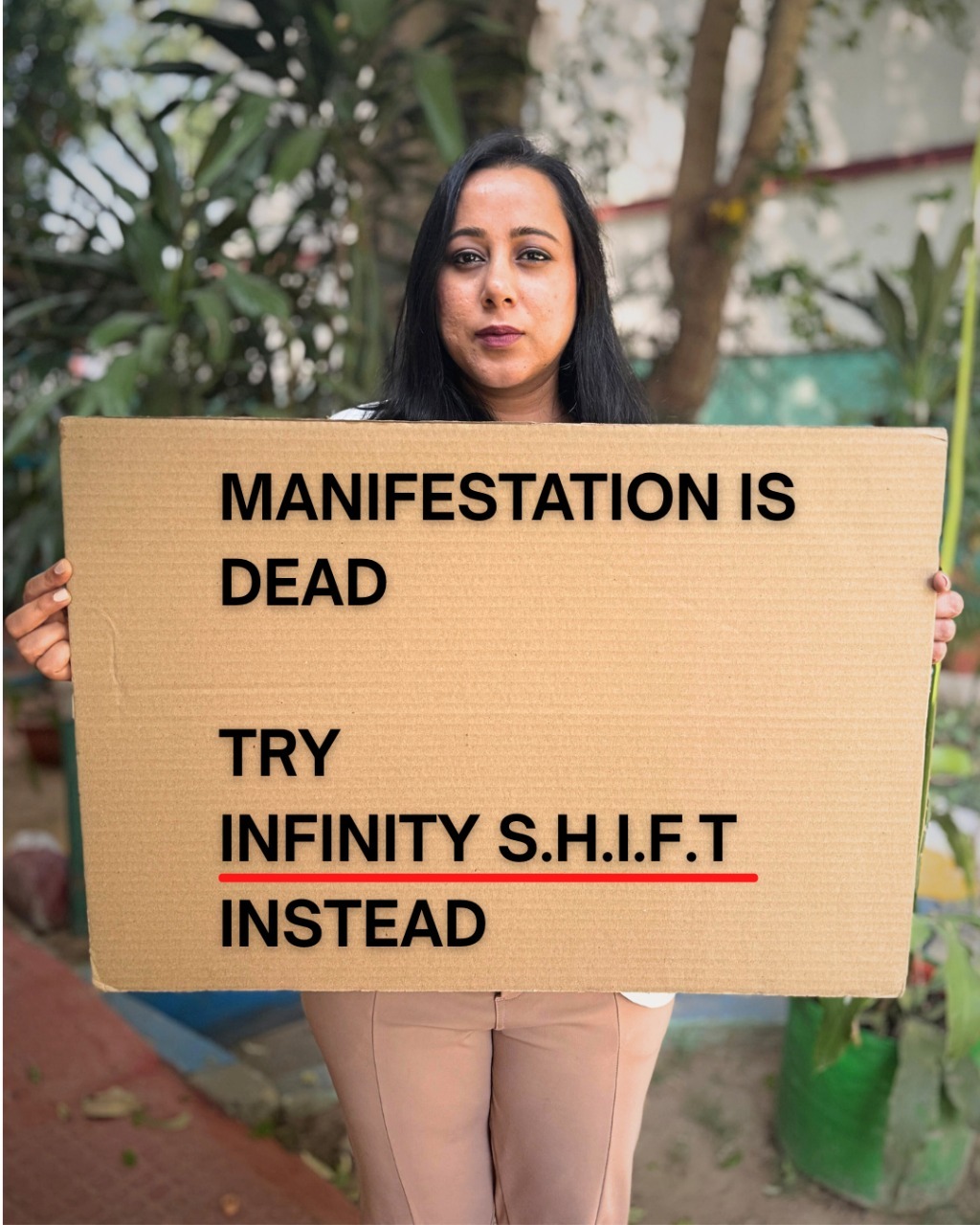 Shreya Sharan Facebook ad: Stop Manifesting. Start Shifting. 1-2-1 Consult
