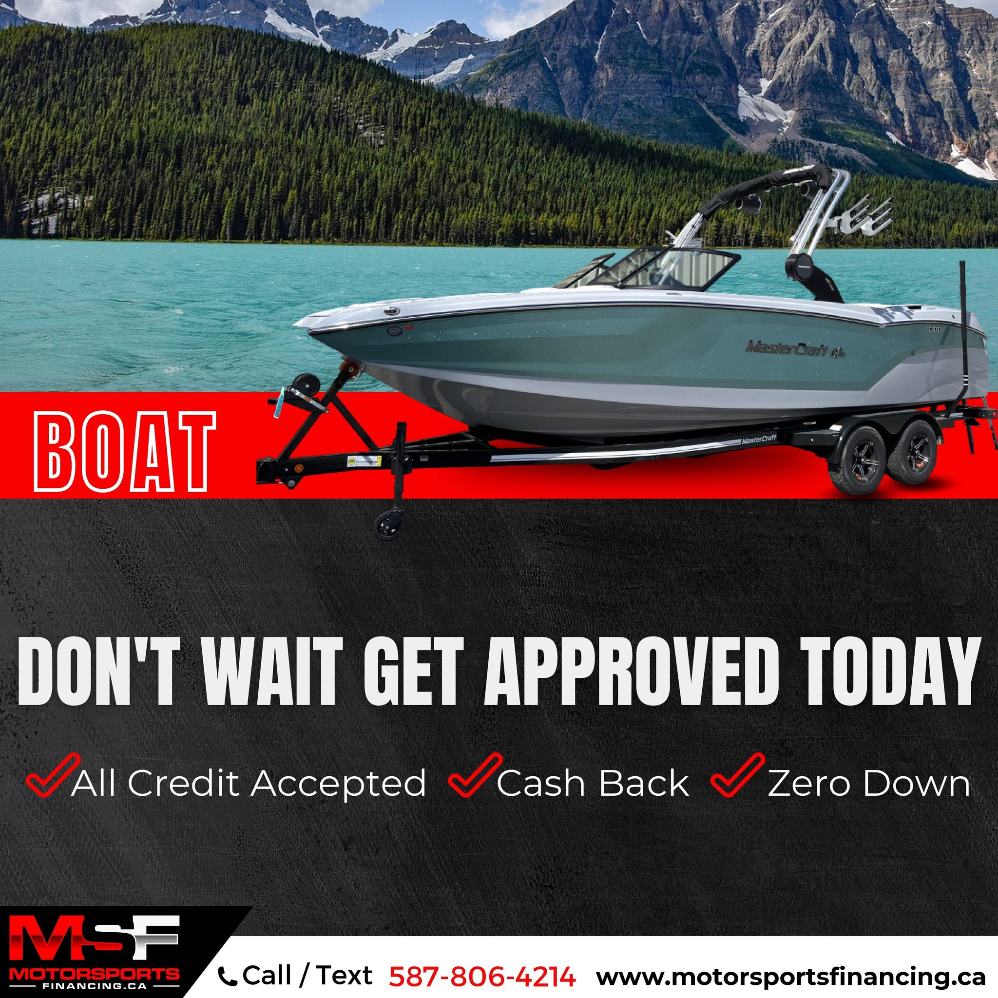 Motorsports Financing Facebook ad: FINANCE YOUR BOAT TODAY!