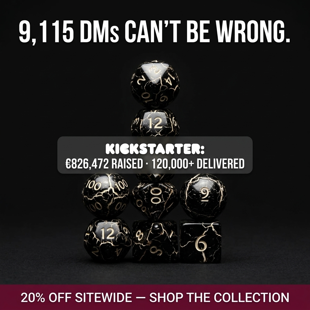 Orbidice Facebook ad: DMs Chose Spherical Dice 9,115 Times