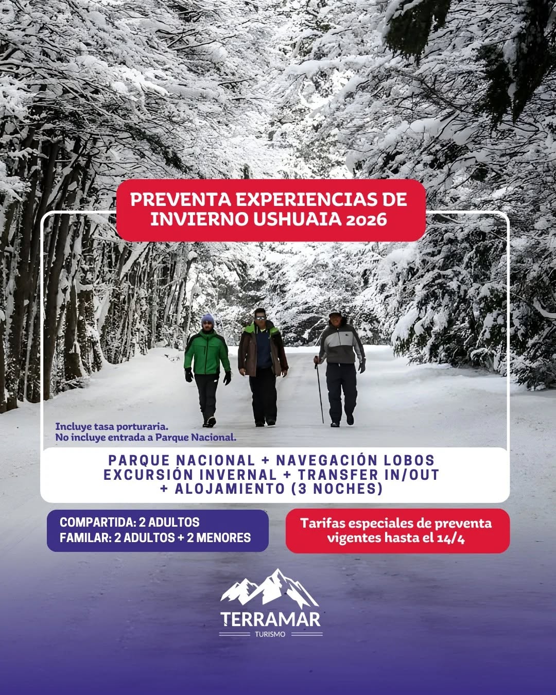 Terramar Turismo Facebook ad: PREVENTA INVIERNO | VIVÍ USHUAIA CON TERRAMAR