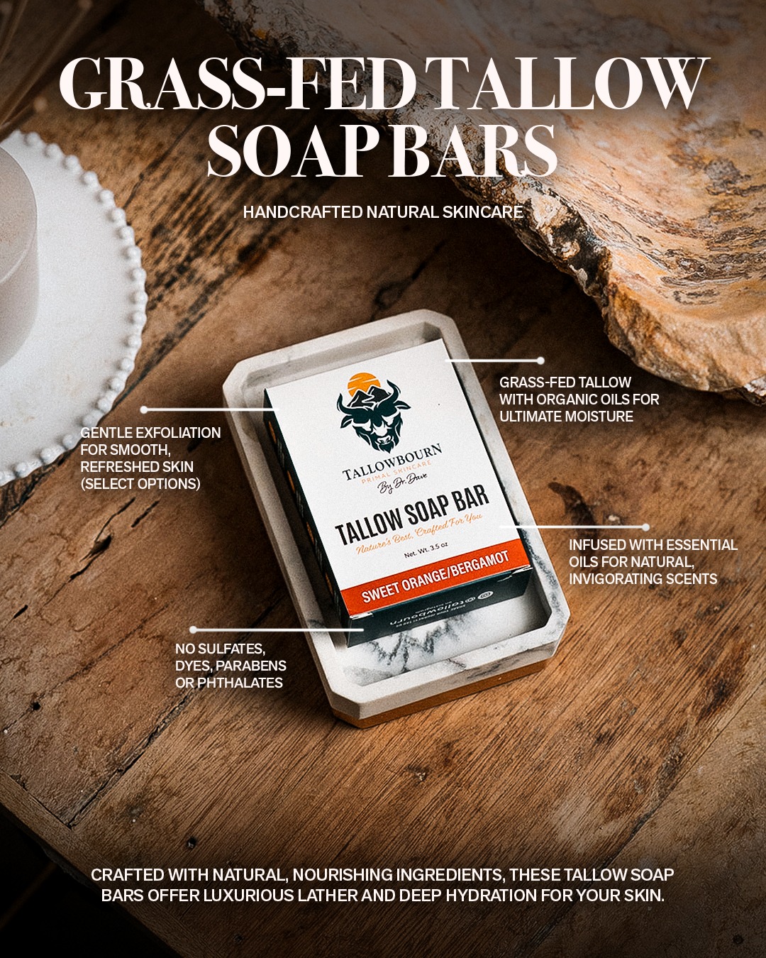 Tallowbourn Facebook ad: Clean Ingredients for Your Whole Family’s Shower