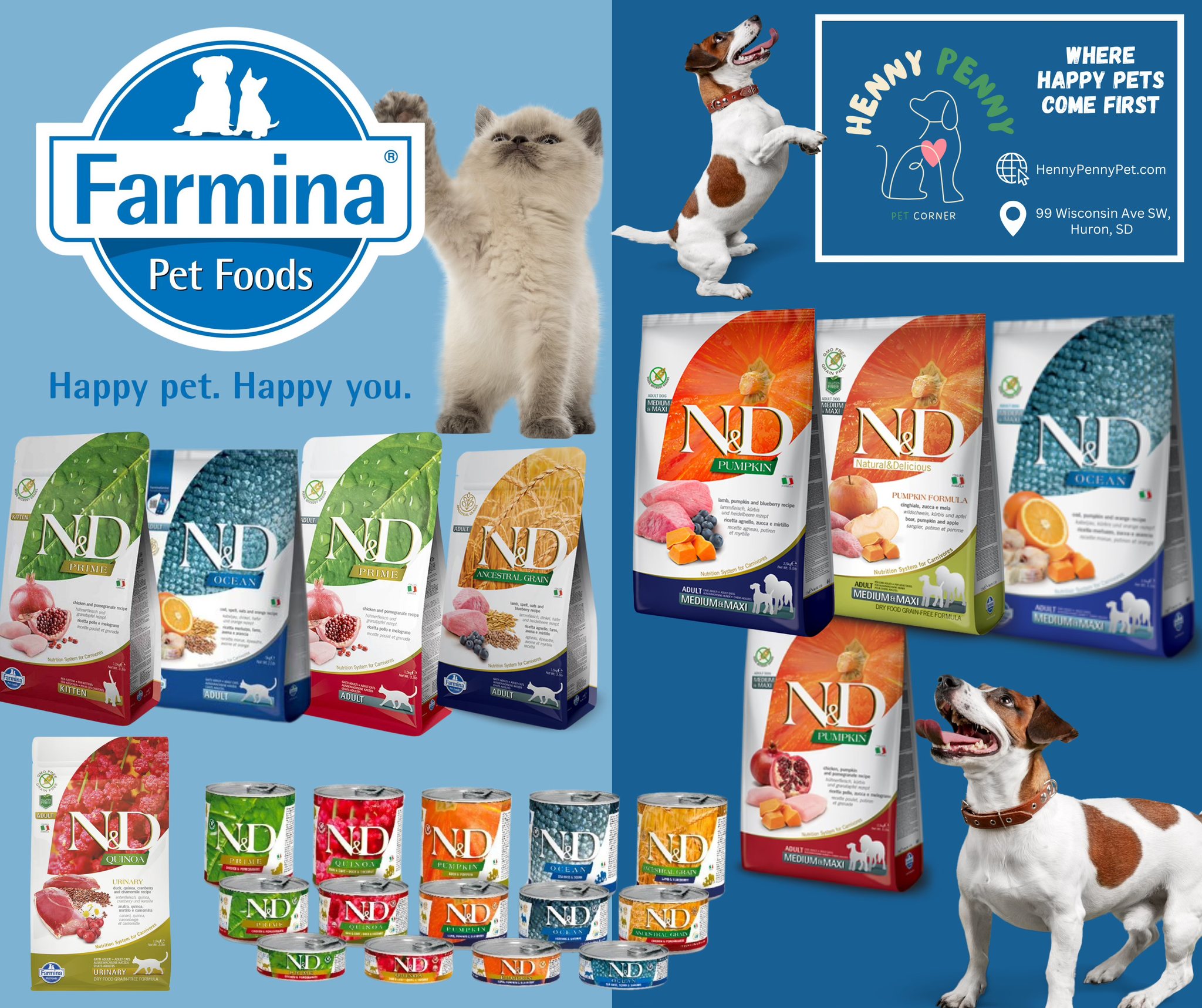 Henny Penny Pet Corner Facebook ad: NOW OPEN in Huron, SD!