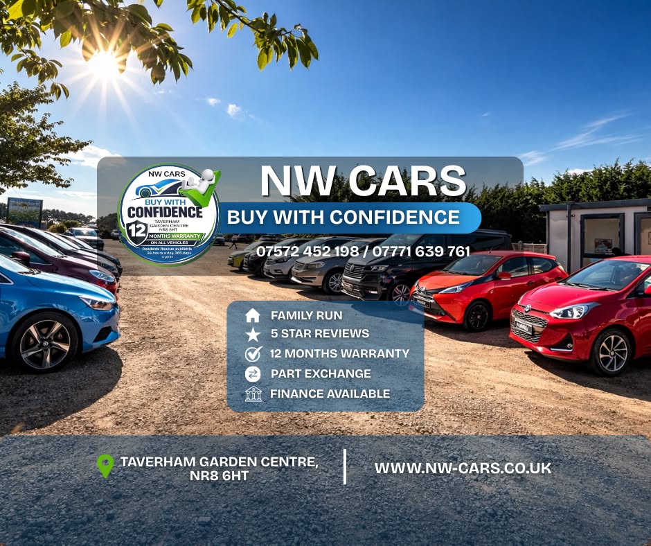 NW Cars Taverham Facebook ad: 12-month warranty included on ALL cars