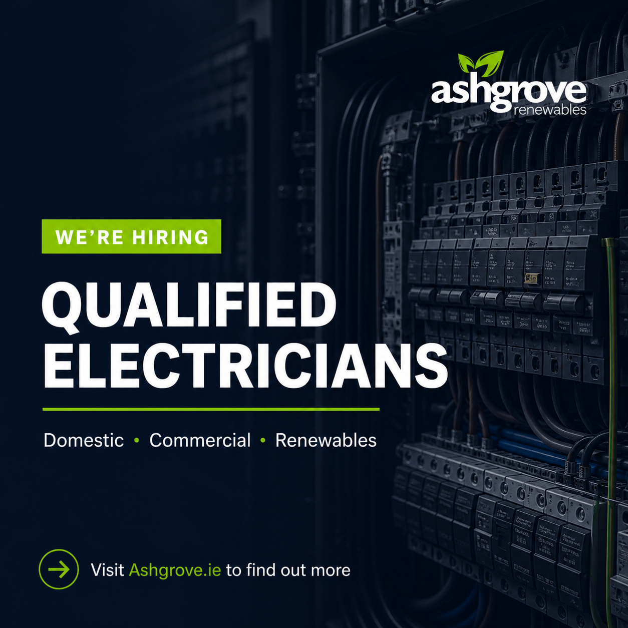 Ashgrove Renewables Facebook ad: Qualified Electricians Wanted