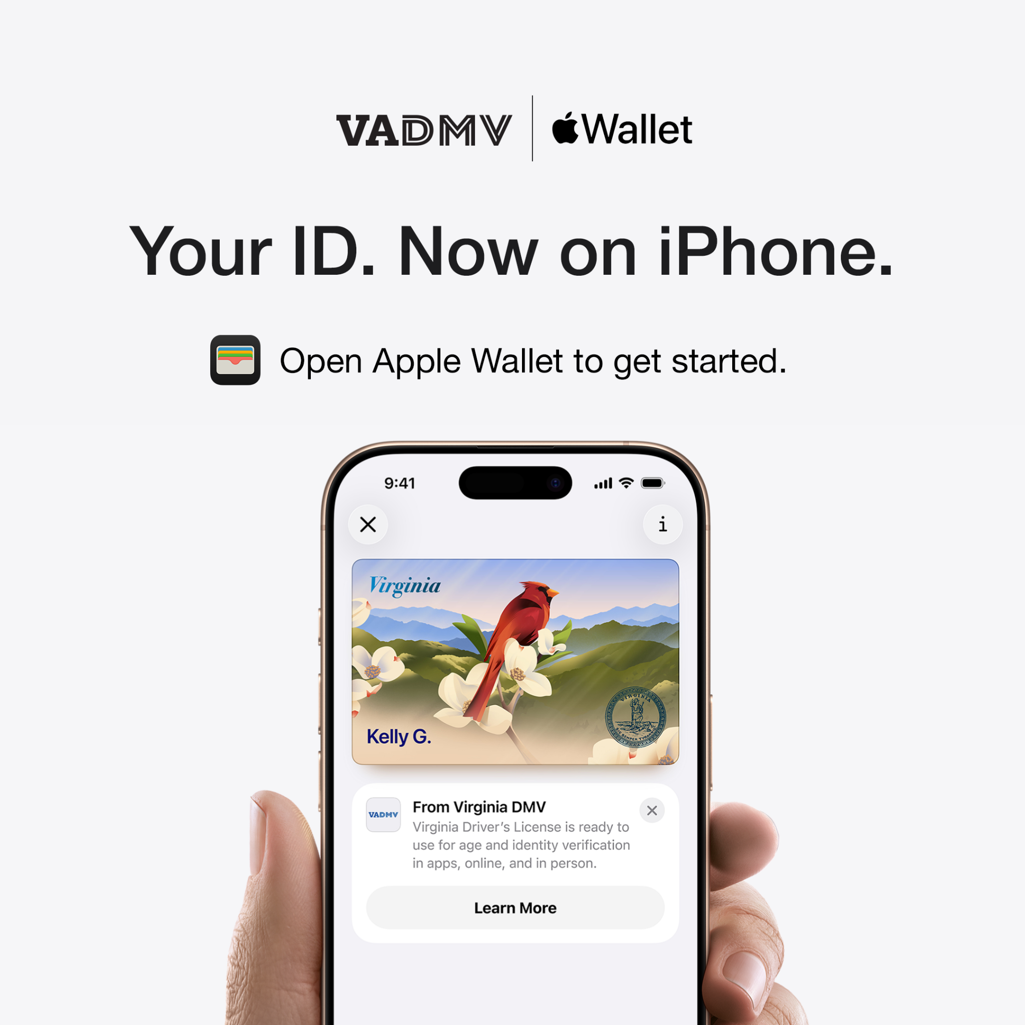 VirginiaDMV Facebook ad: Adding Your ID to Apple Wallet is Easy.