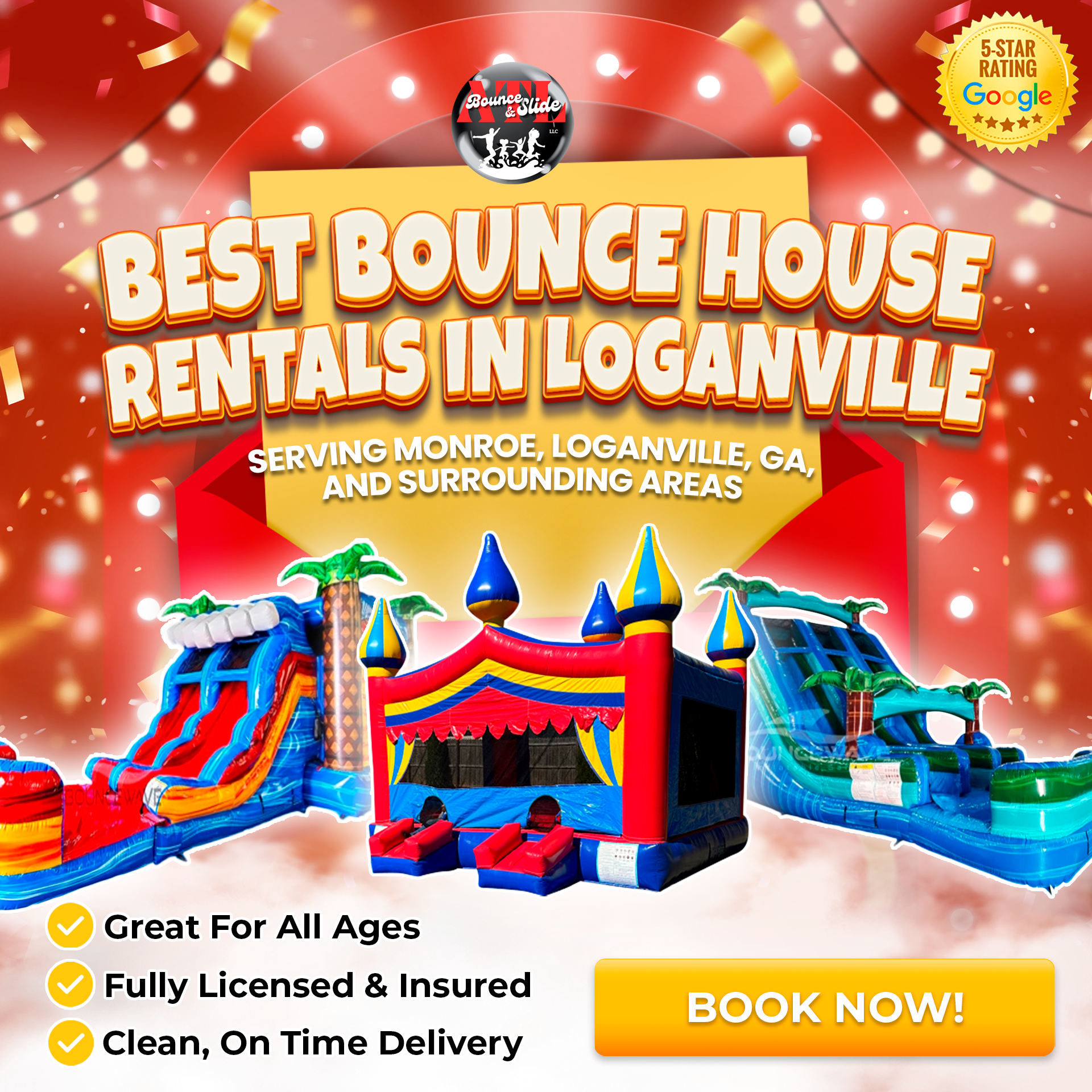 ATL Bounce & Slide Facebook ad: Save your date NOW!