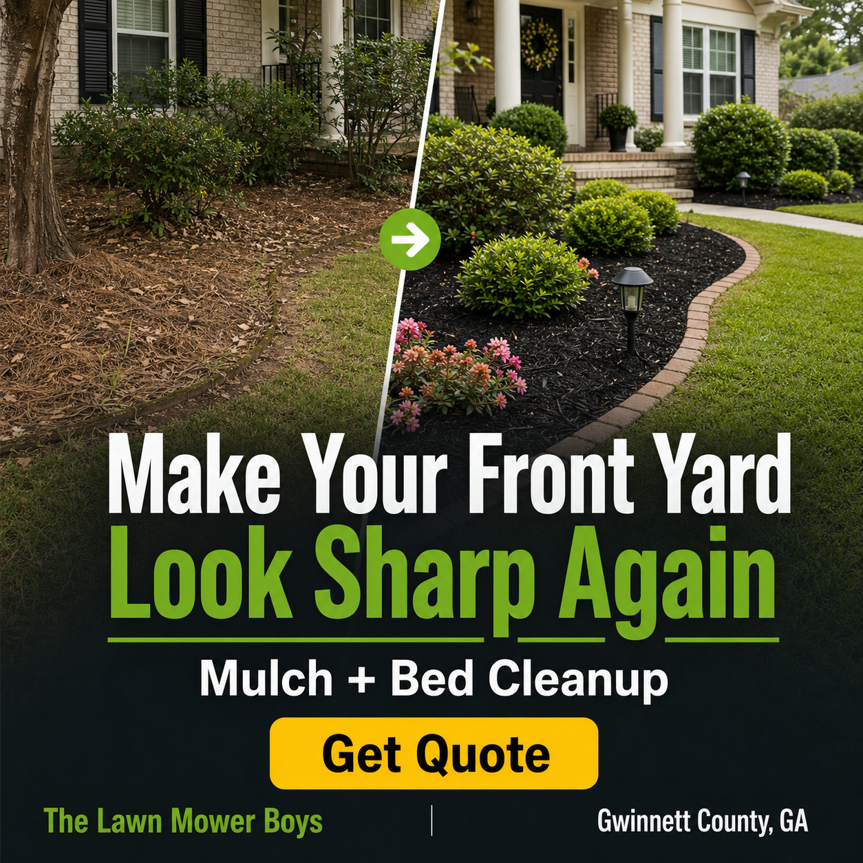 Thelawnmowerboys Facebook ad: Make Your Front Yard Look Sharp Again