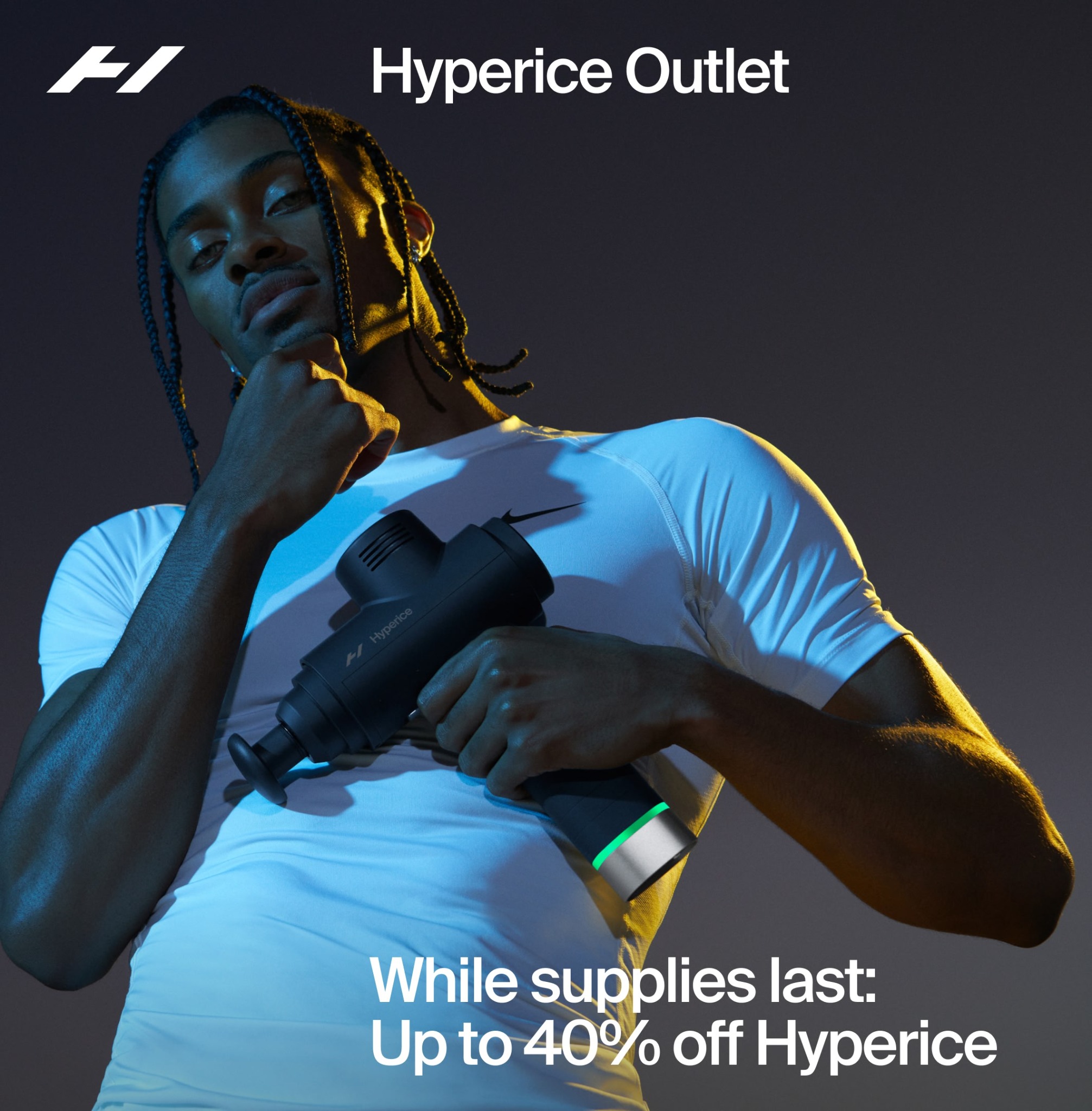 Hyperice Facebook ad: Hyperice Outlet, Now Open.