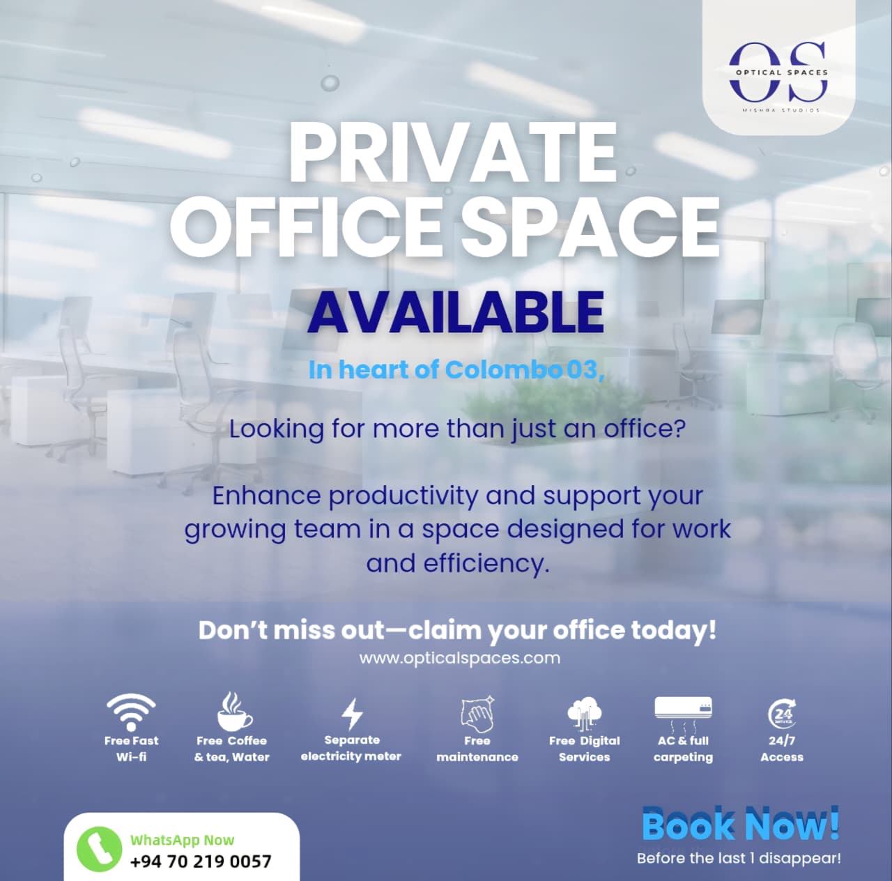 Optical Spaces Facebook ad: Chat with us