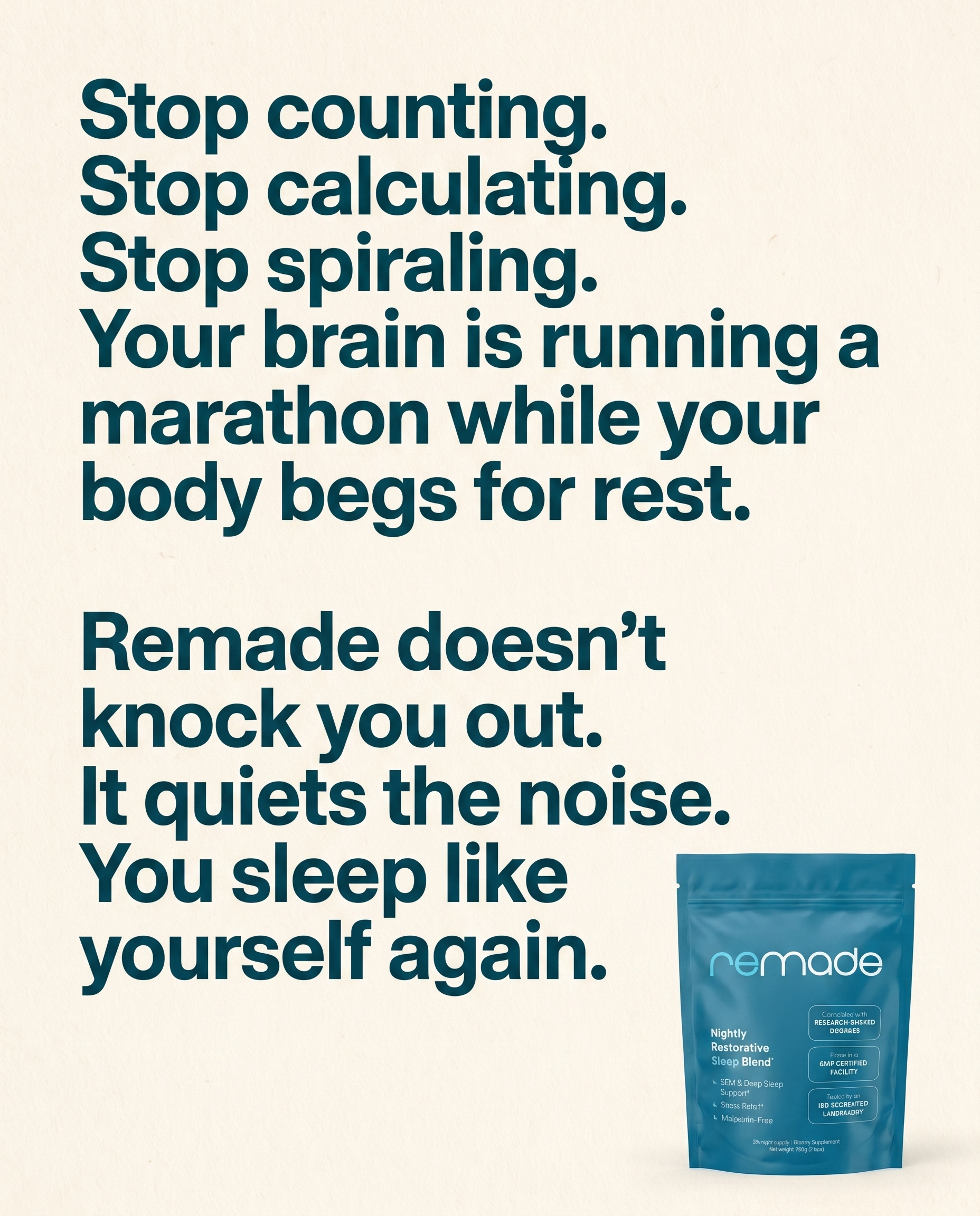 Remade Restorative Sleep Supplement Facebook ad