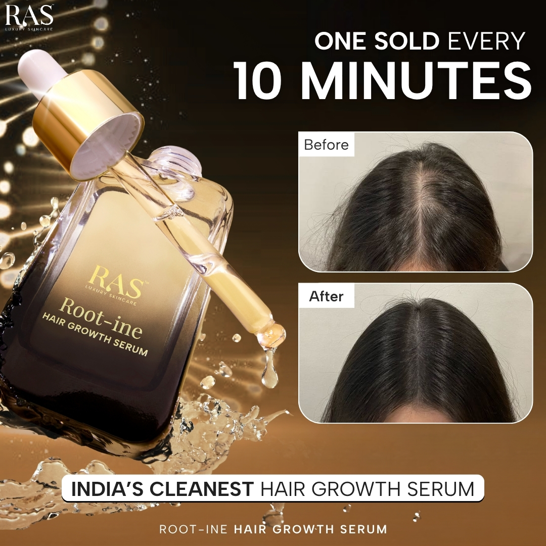 RAS Luxury Oils Facebook ad: RAS Root-ine Hair Growth Serum with 19.5% Scalp Actives