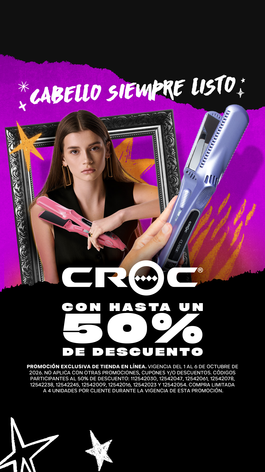 Sally México Facebook ad: 50% OFF en CROC