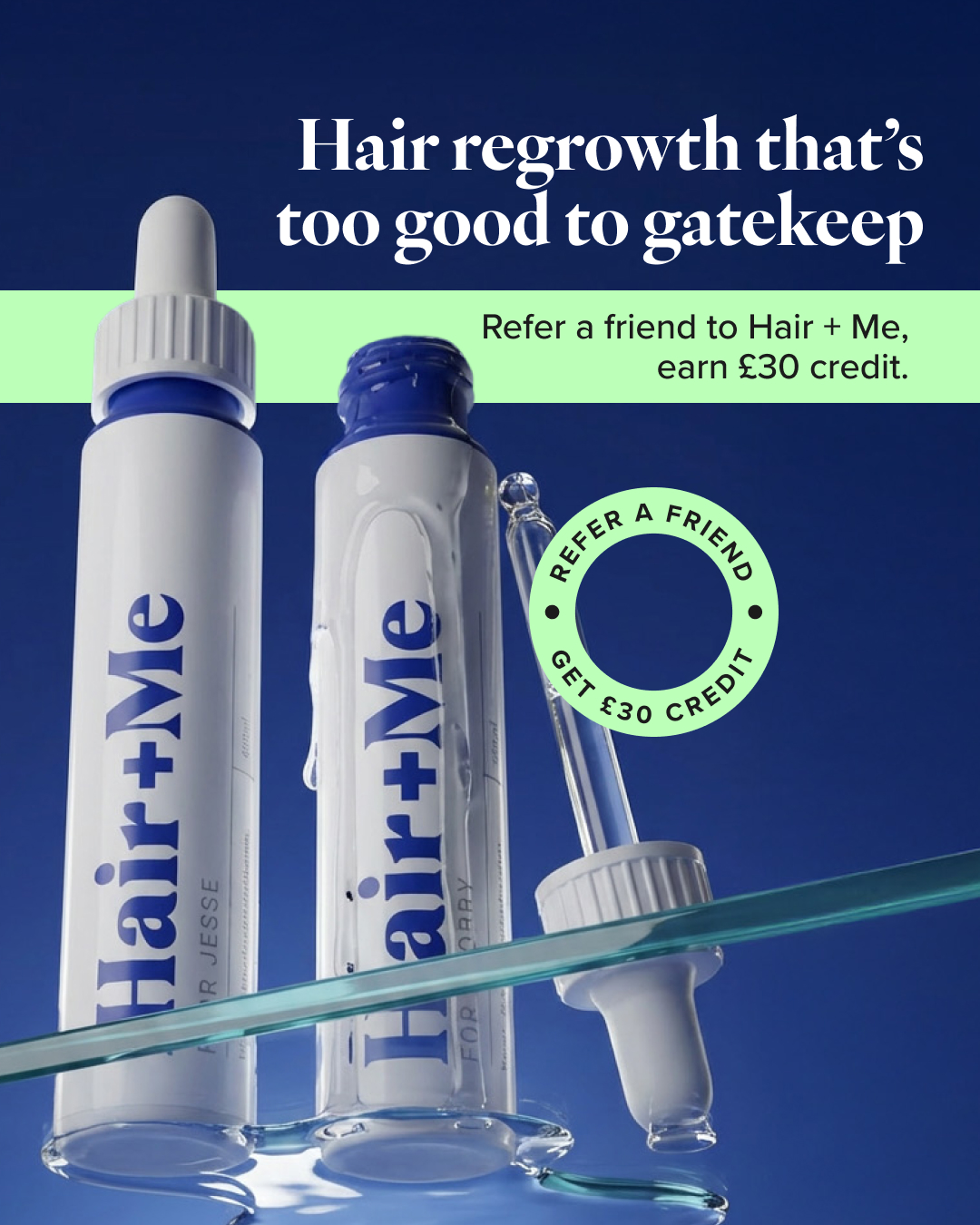 Hair + Me Facebook ad: Refer a Friend