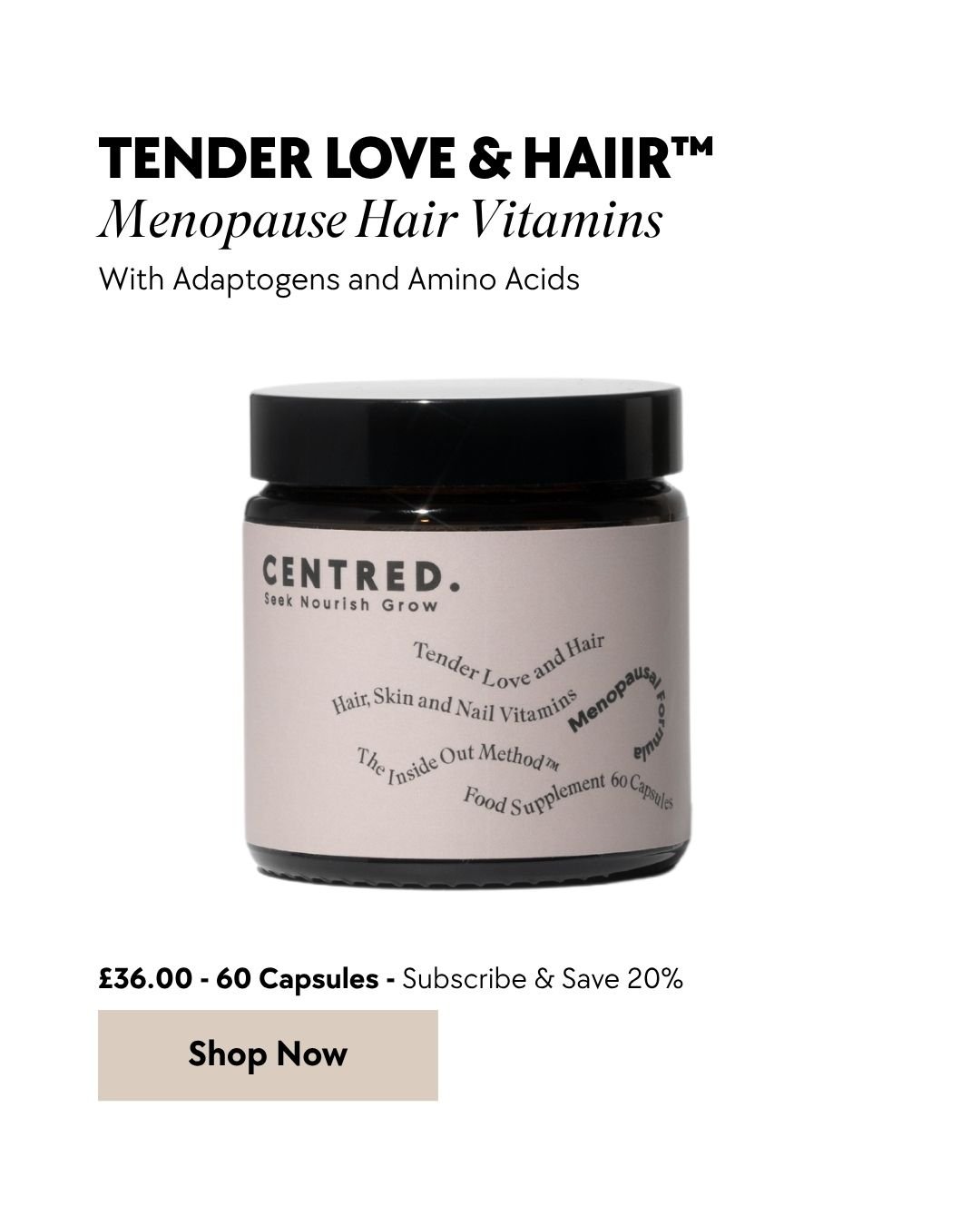 CENTRED Facebook ad: Support Thinning Hair Through Menopause
