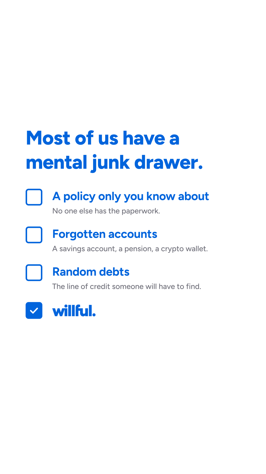Willful Facebook ad: Your whole estate plan in one place