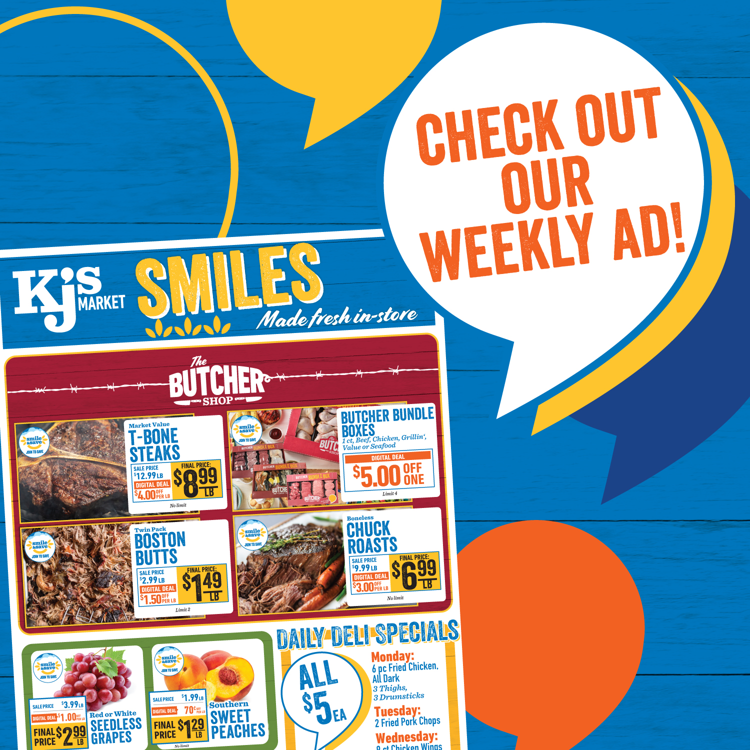 KJ's Market Facebook ad: Summer starts NOW at KJ's Market