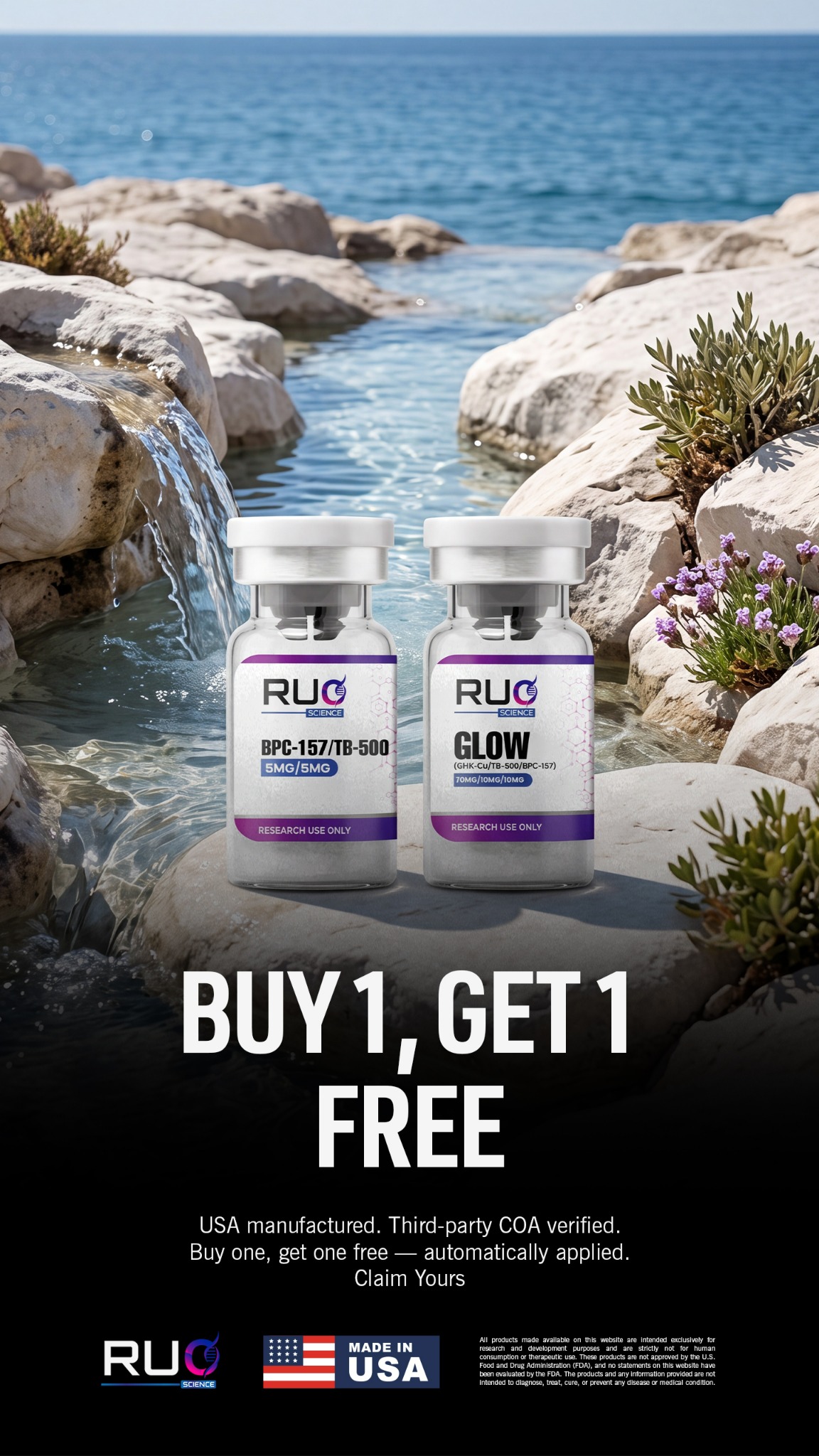 RUO Science Labs Facebook ad: Get Two For The Price Of One.